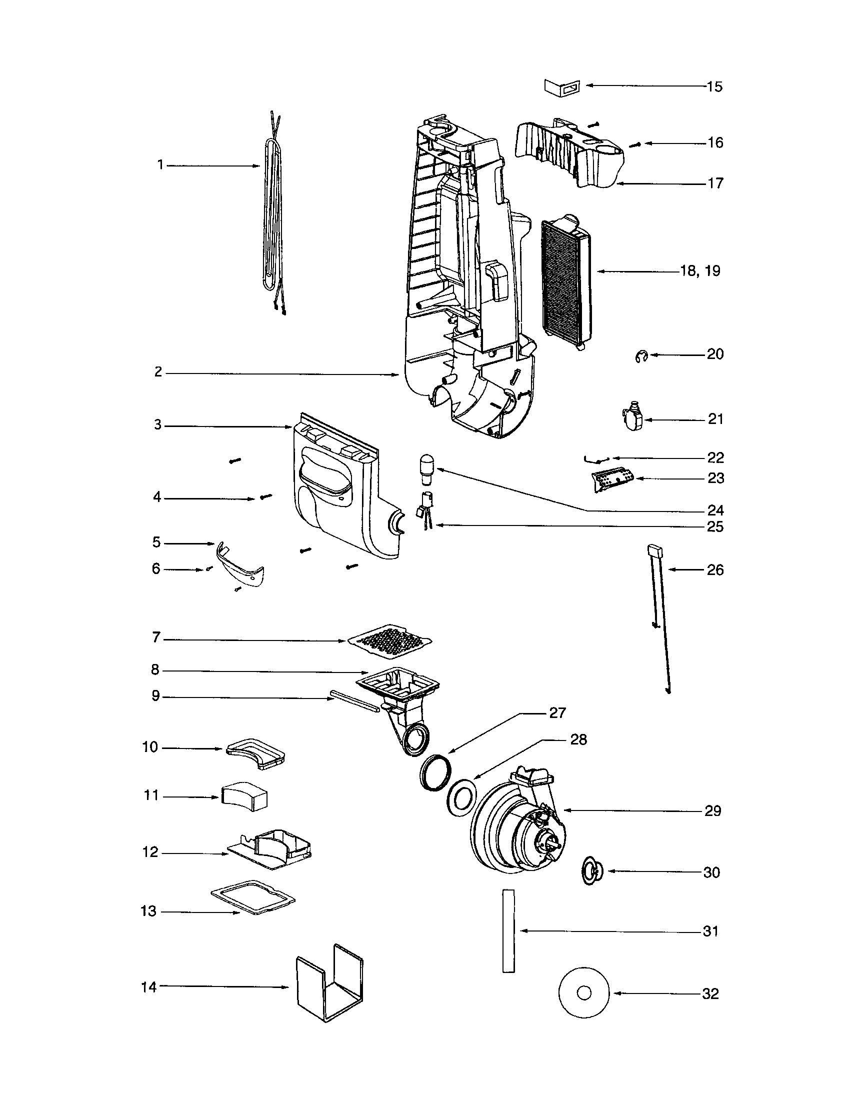 Eureka 4696AV housing/motor diagram