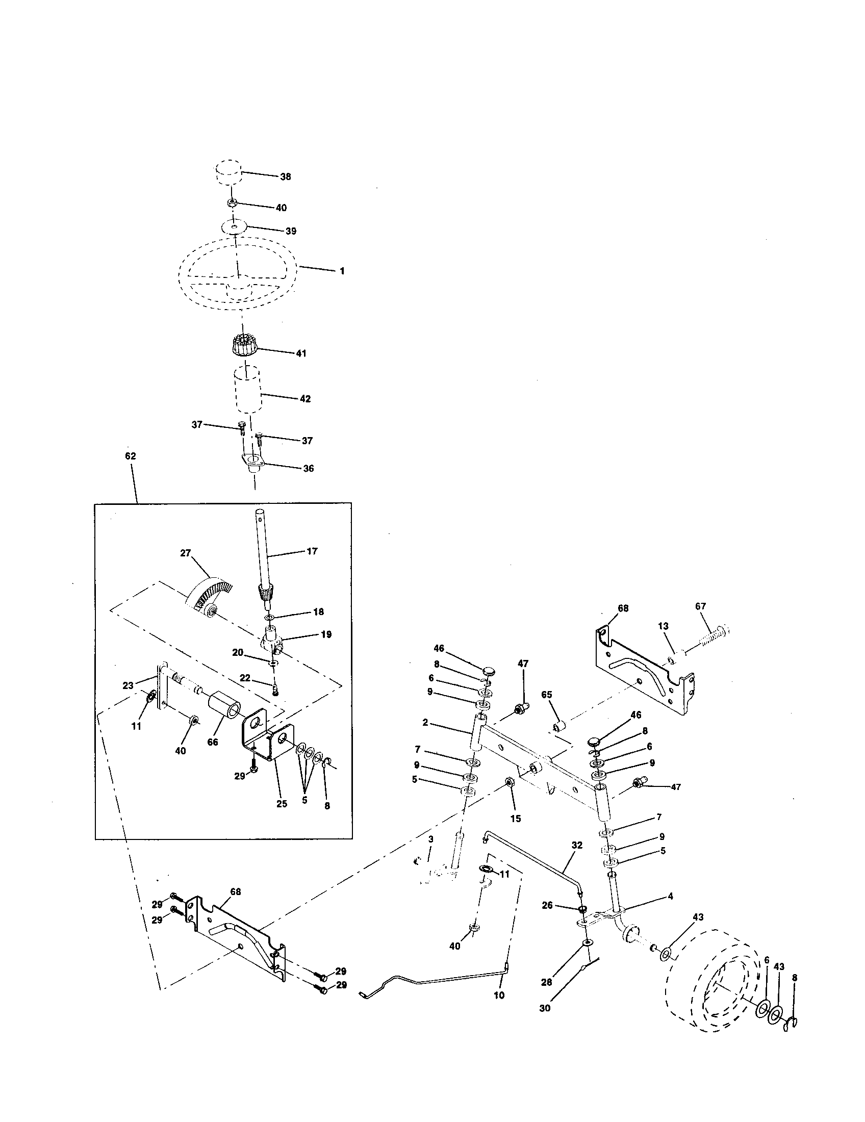 Craftsman 917252800 steering assembly diagram
