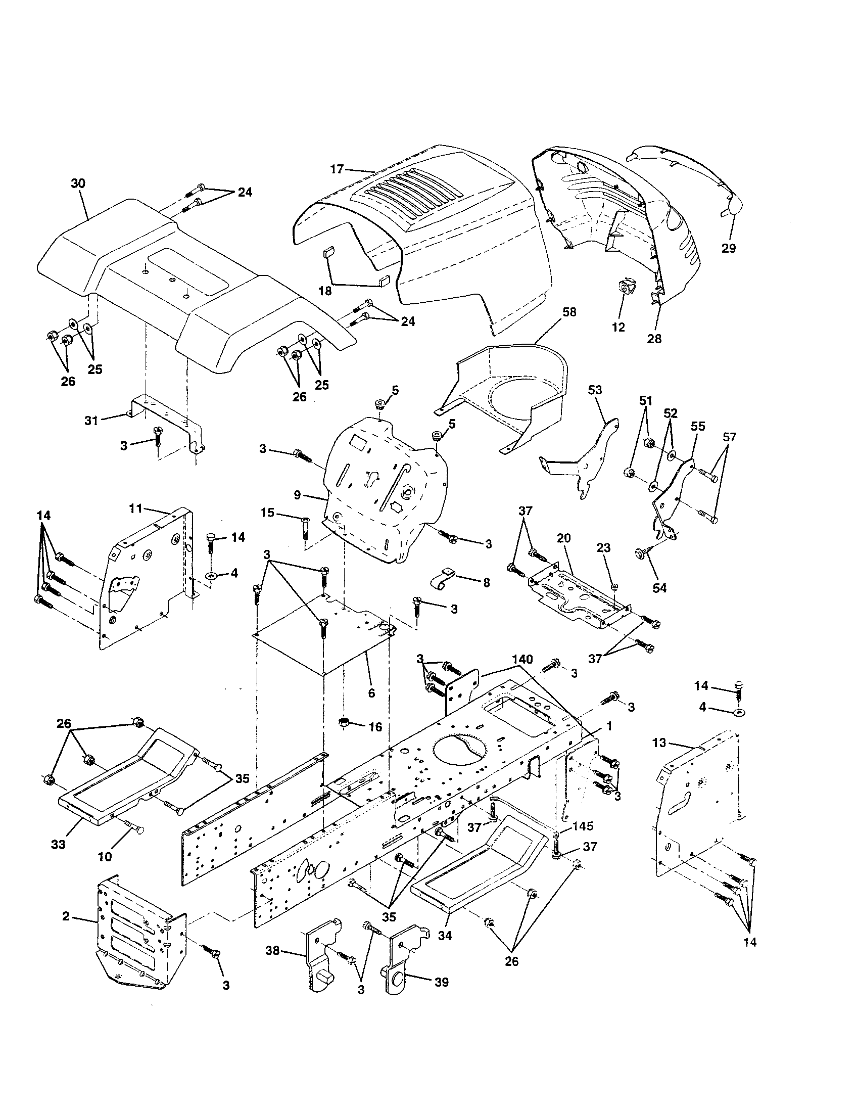 Yard Pro Y14542B chassis and enclosures diagram