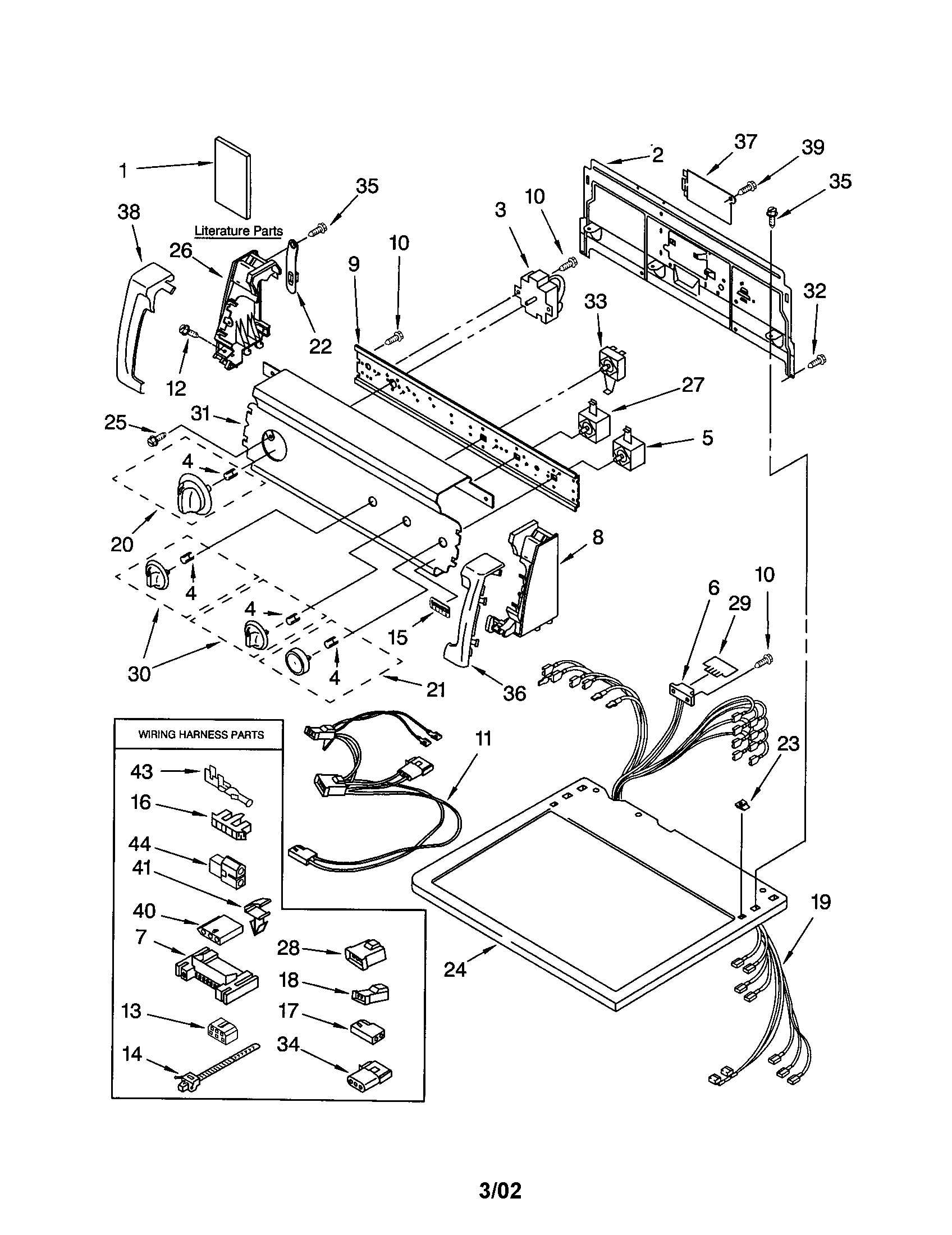 Kenmore 11073034101 top and console diagram