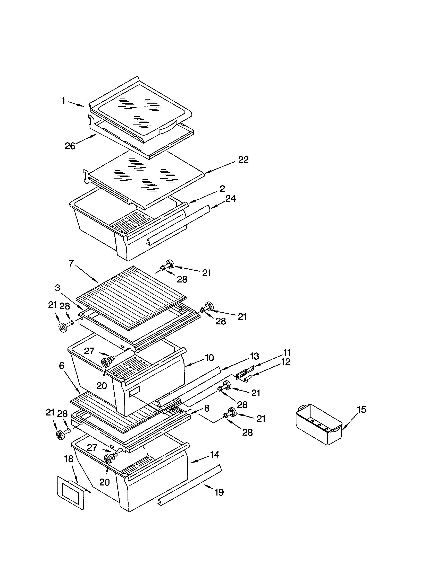 Kenmore 10651564103 refrigerator shelf diagram