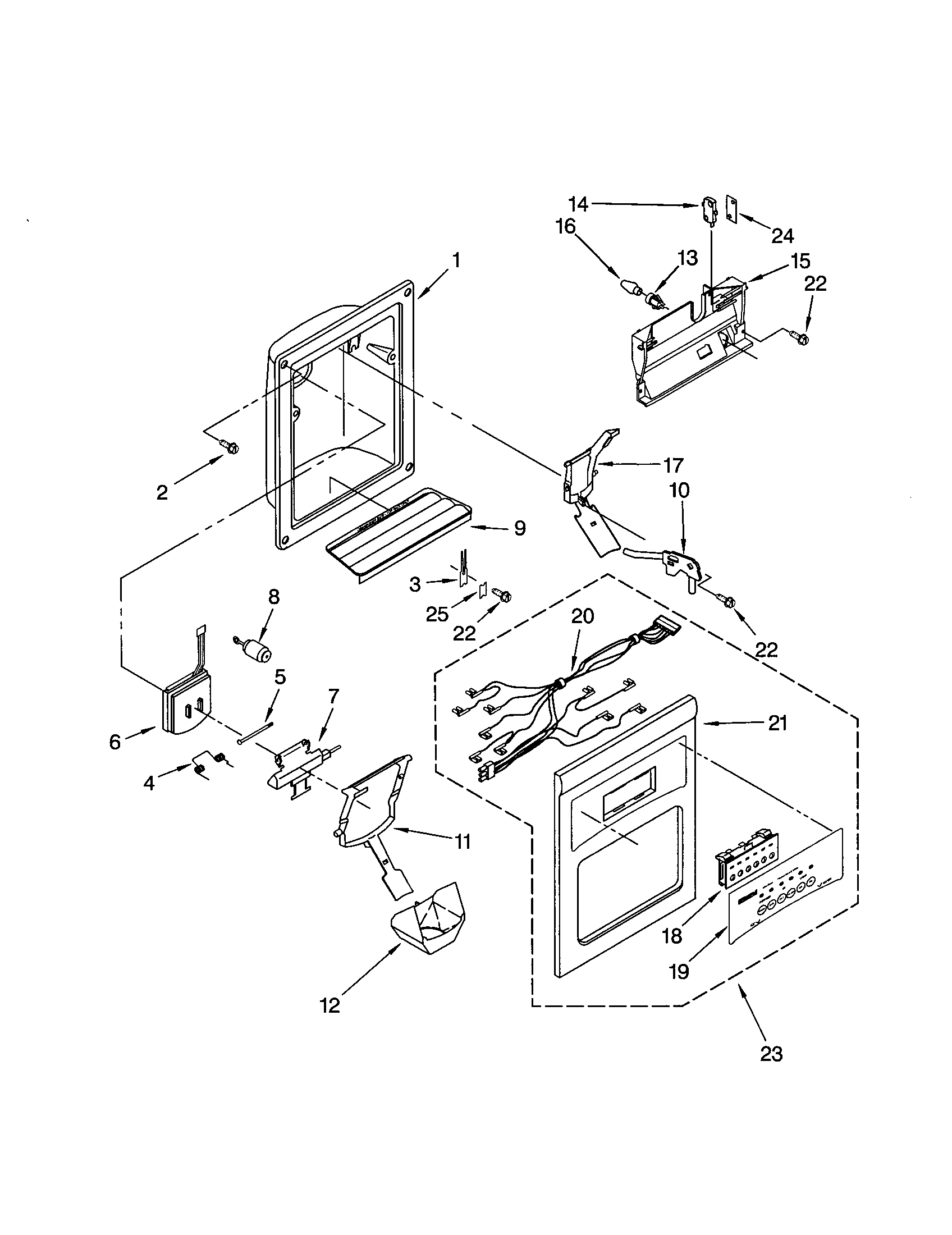 Kenmore 10651564103 dispenser front diagram