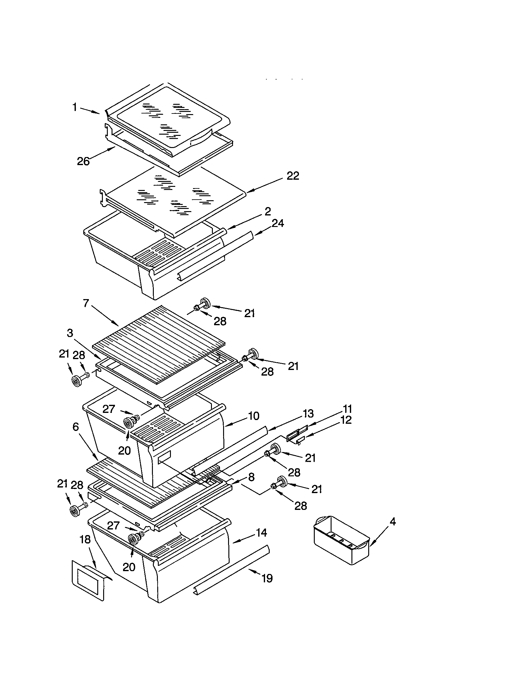 Kenmore 10653562201 refrigerator shelf diagram