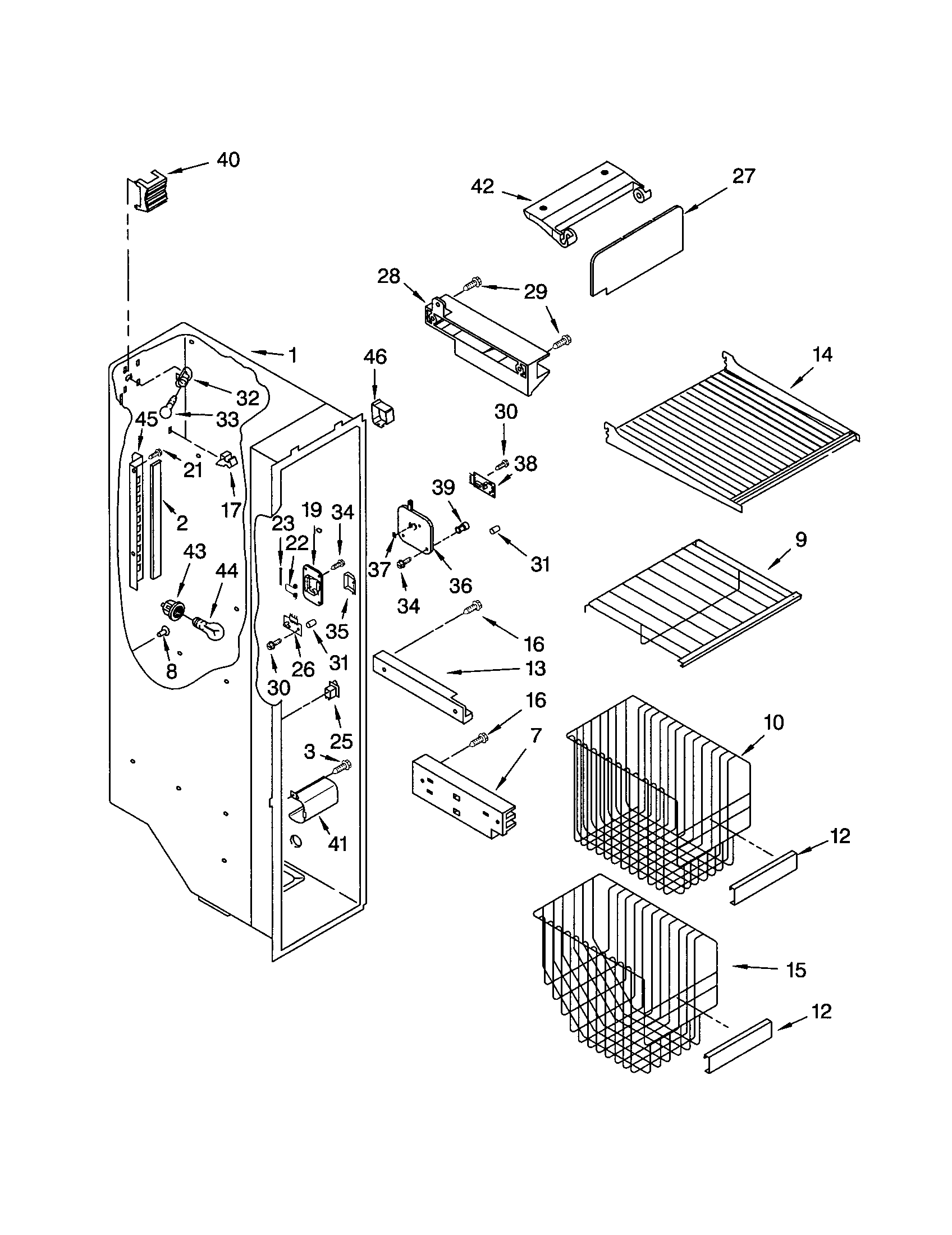 Kenmore 10653562201 freezer liner diagram