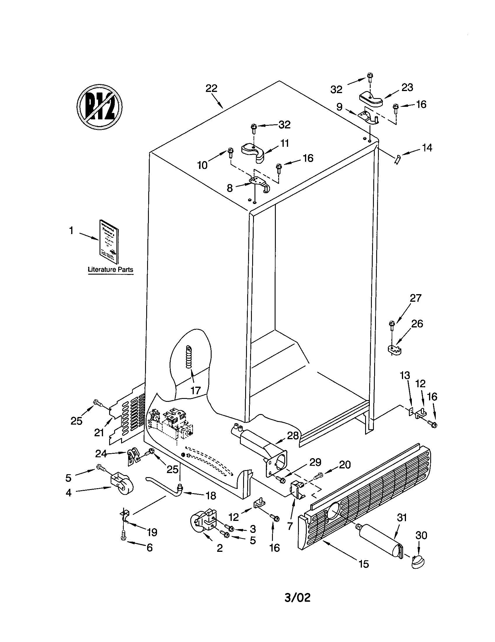 Kenmore 10653252201 cabinet diagram