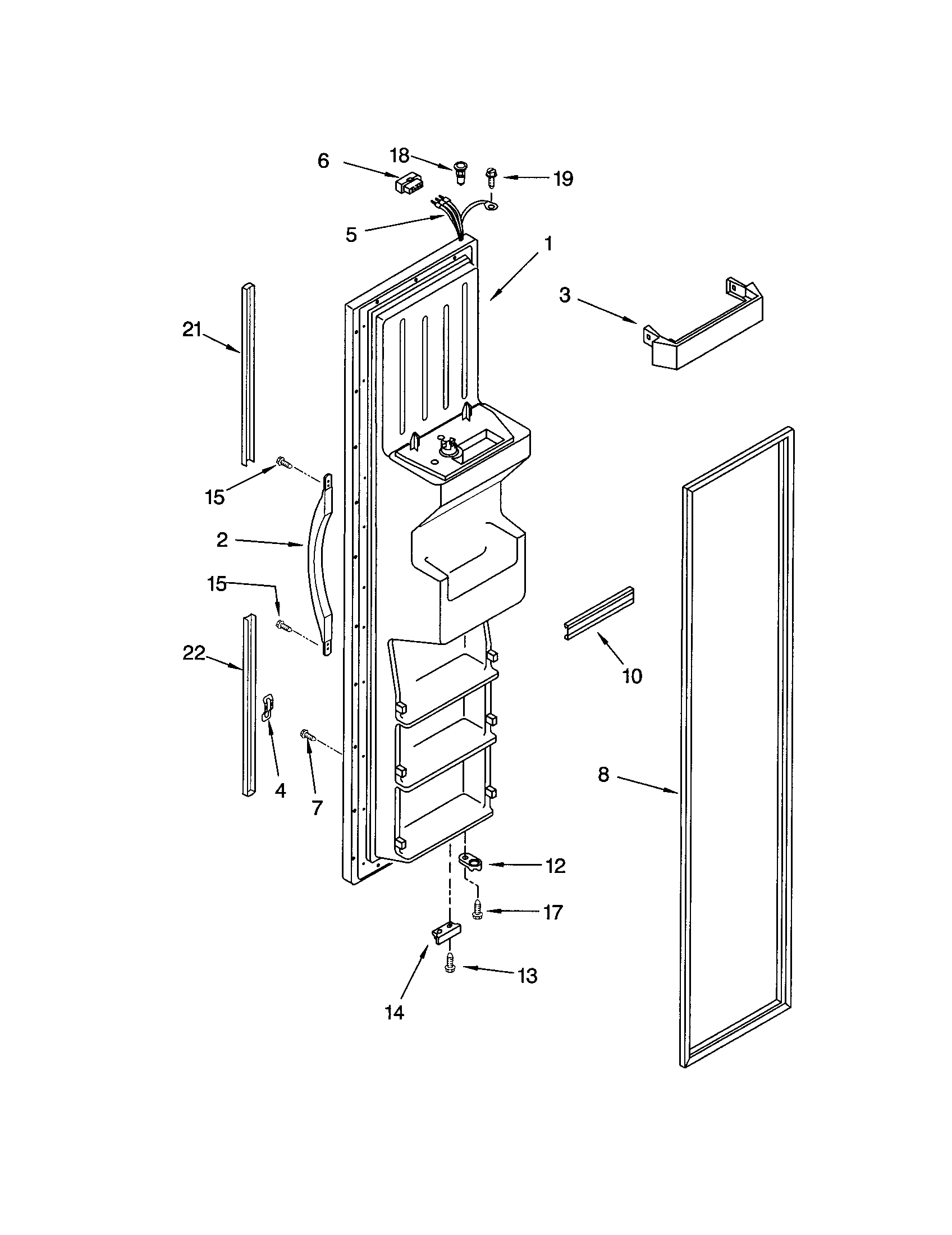 Kenmore 10653252201 freezer door diagram