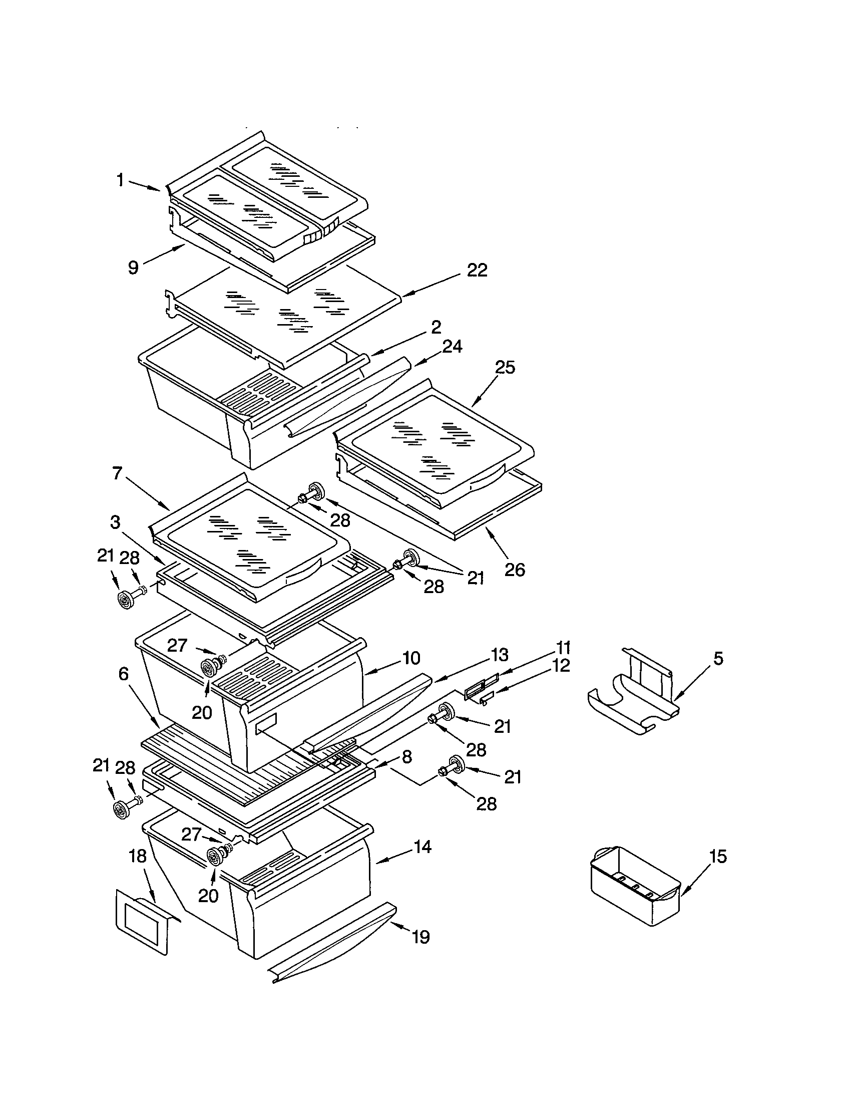 Kenmore 10653704201 refrigerator shelf diagram