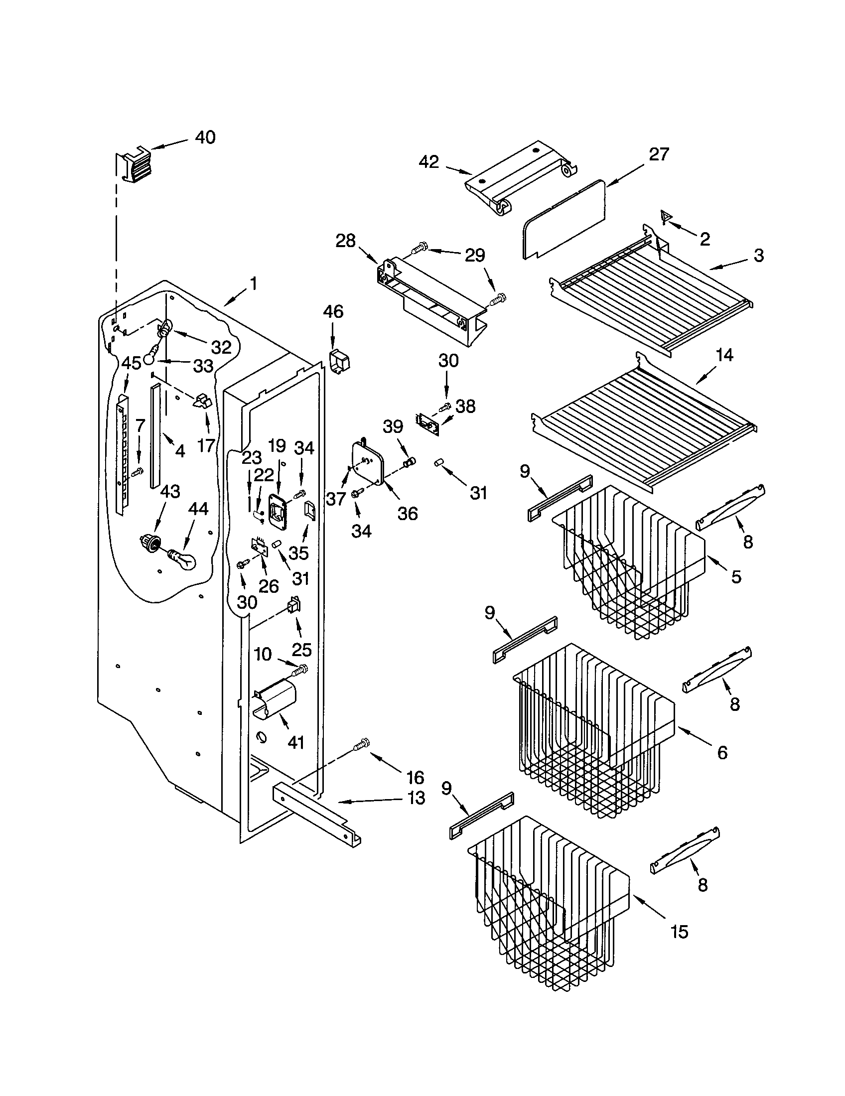 Kenmore 10653704201 freezer liner diagram