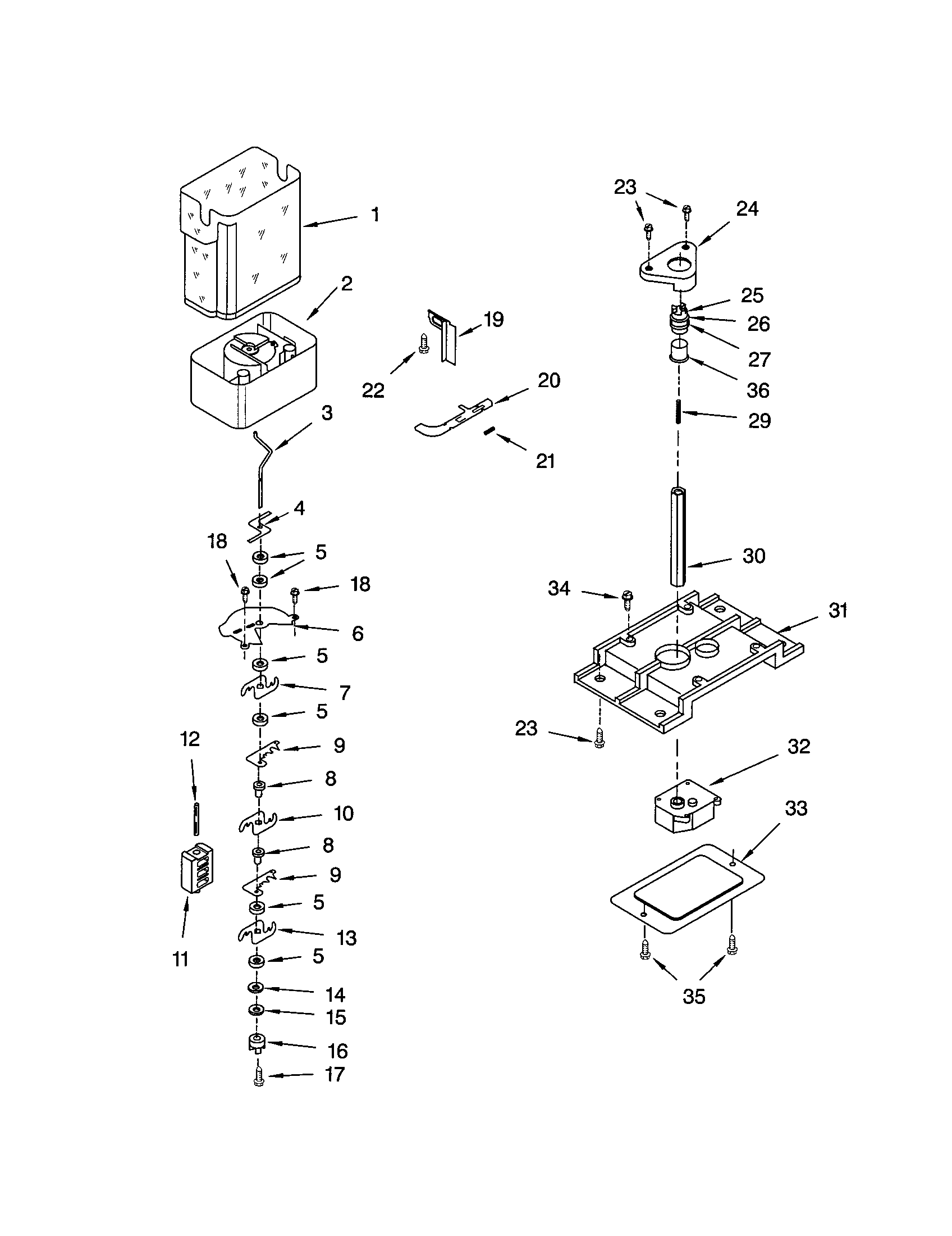 Kenmore 10653704201 motor ice container diagram