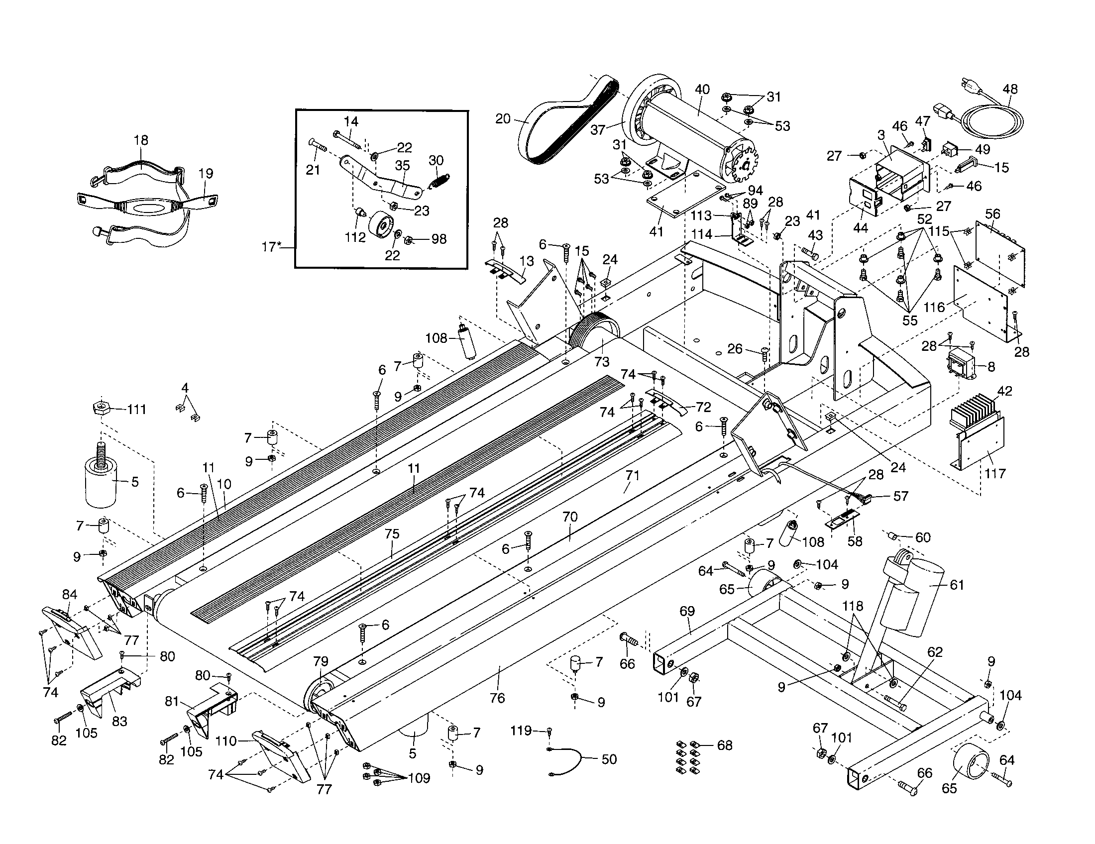 NordicTrack 831298030 walking and motor belts diagram