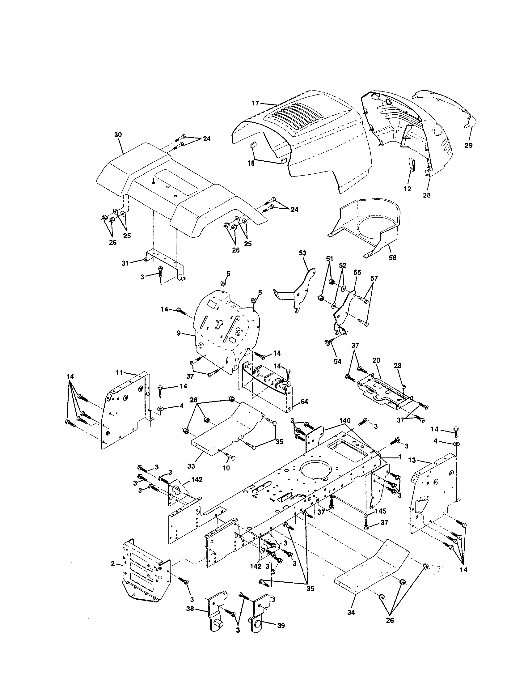 Poulan PPR17H42STA chassis and enclosures diagram