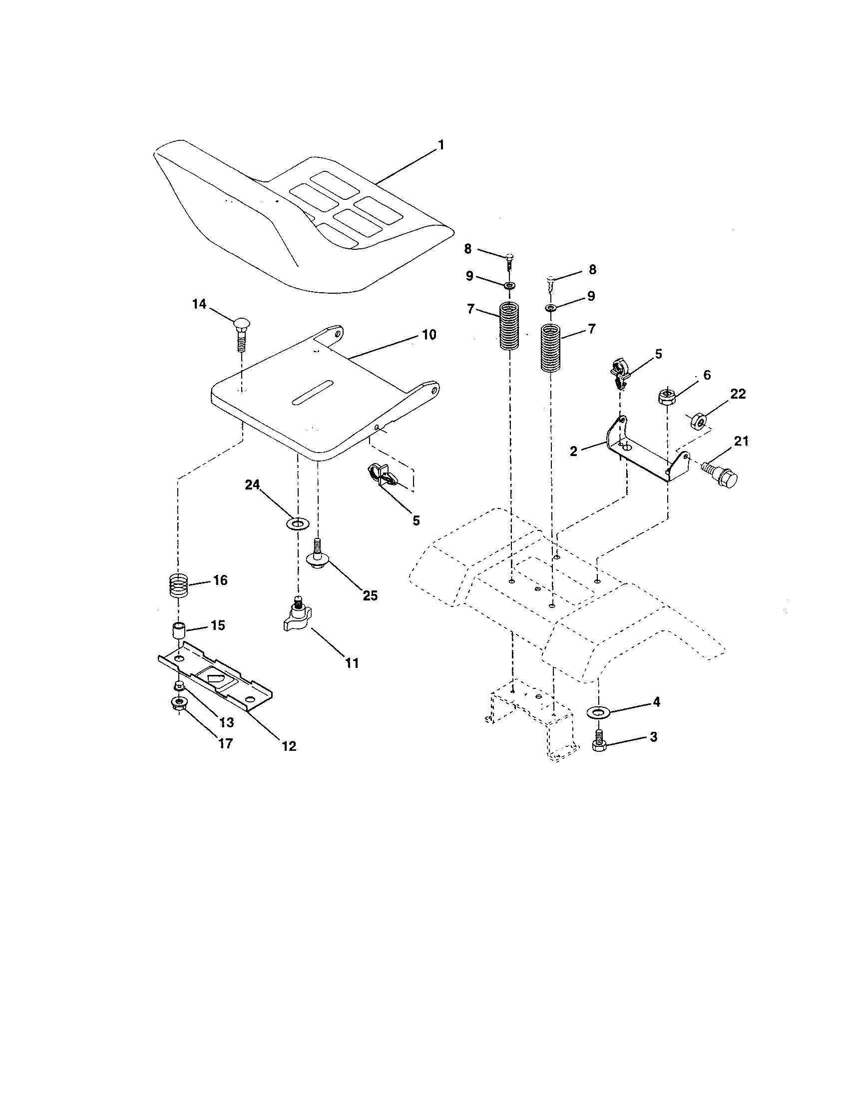 Poulan PPR17H42STA seat assembly diagram