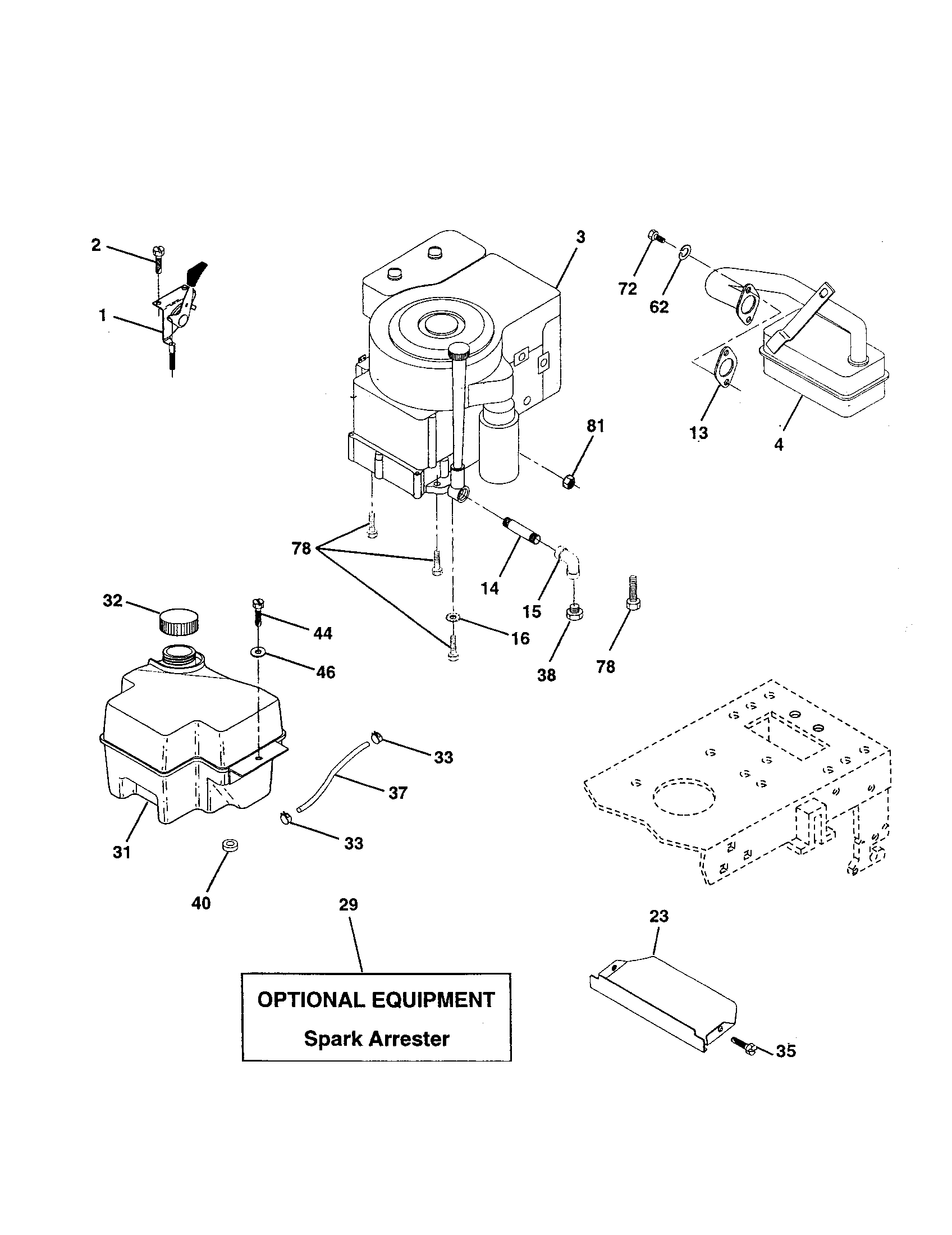 Poulan PPR17H42STA engine diagram