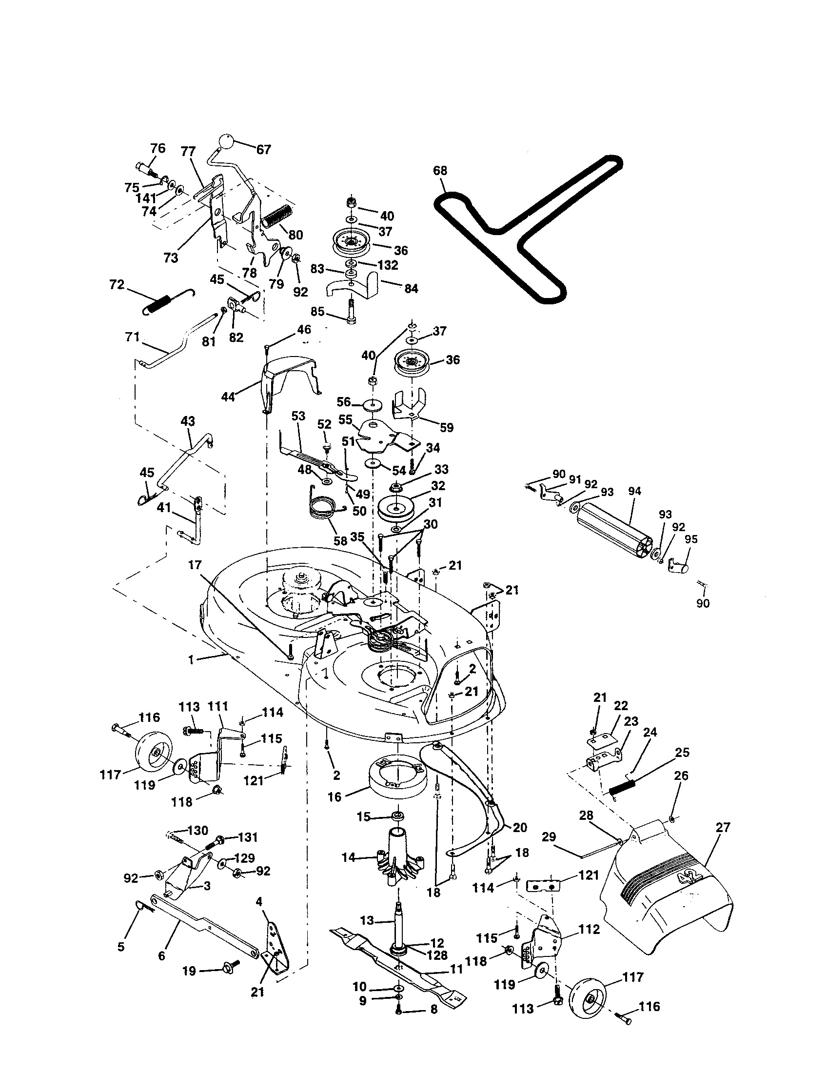 Poulan PPR17H42STA mower deck diagram