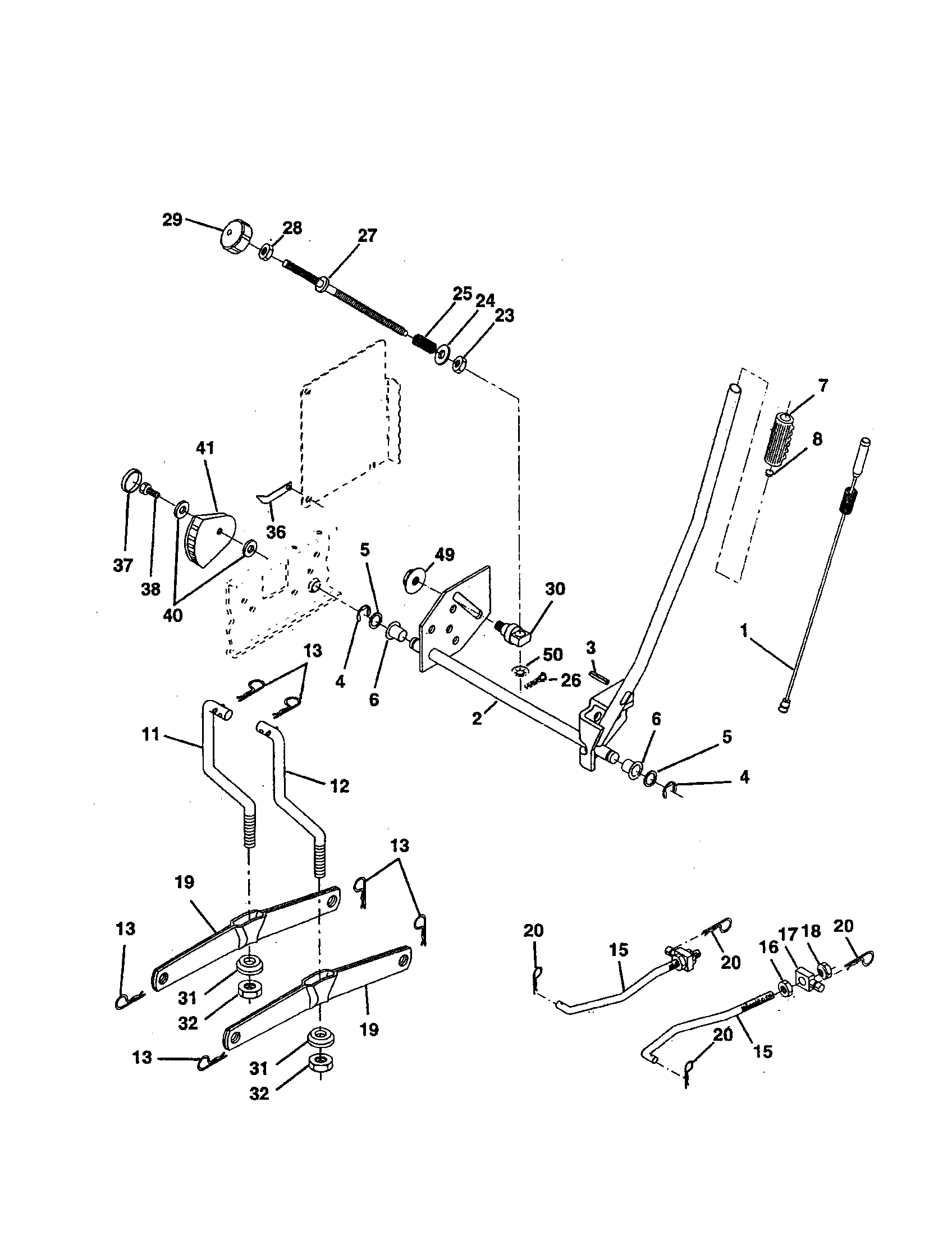 Poulan PPR17H42STA mower lift diagram
