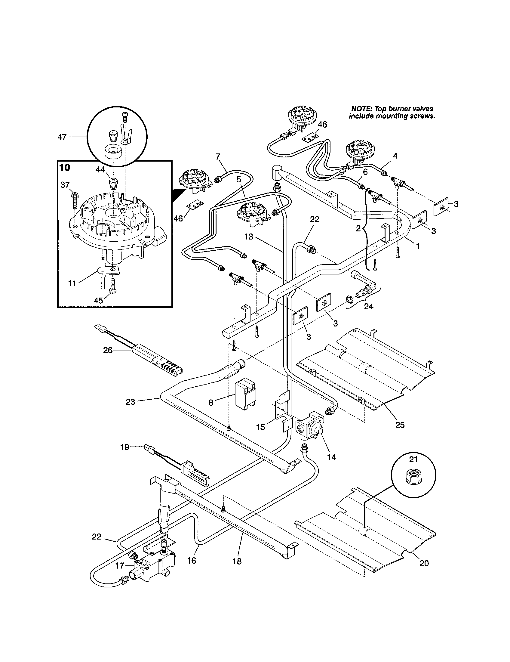 Tappan TGF355CGSA burner diagram