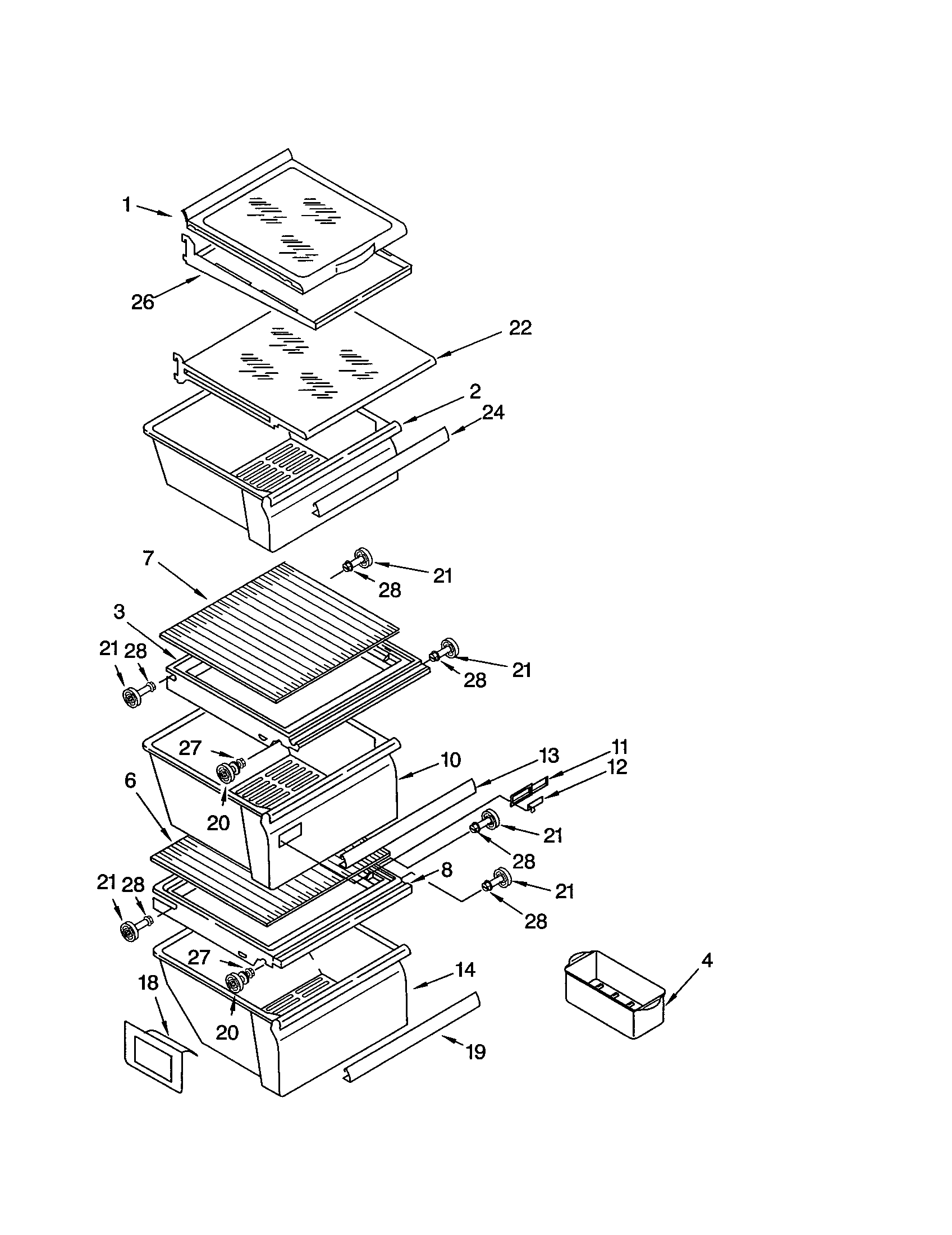 Kenmore 10651262103 refrigerator shelf diagram