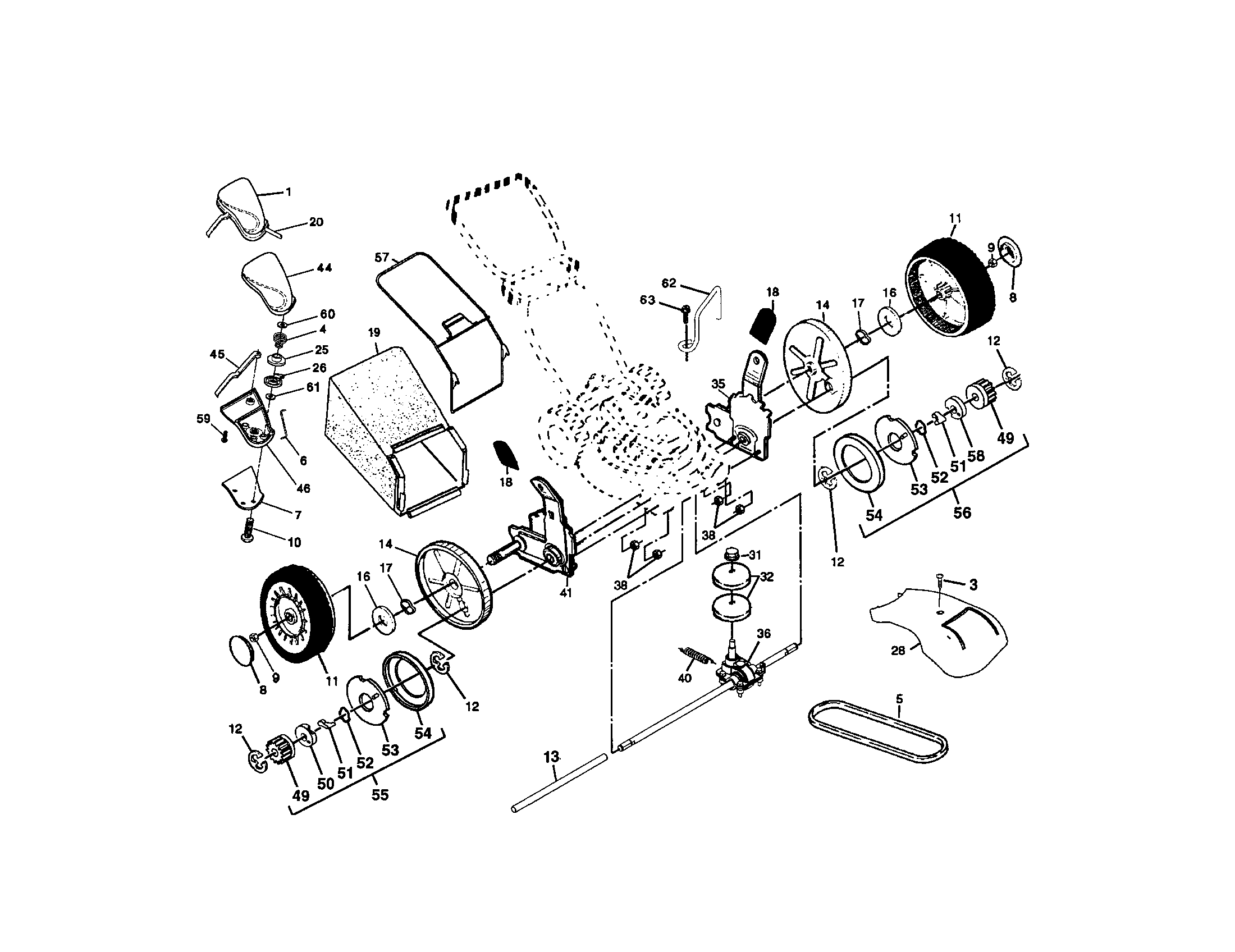 Craftsman 917376510 wheels/tires/bag diagram