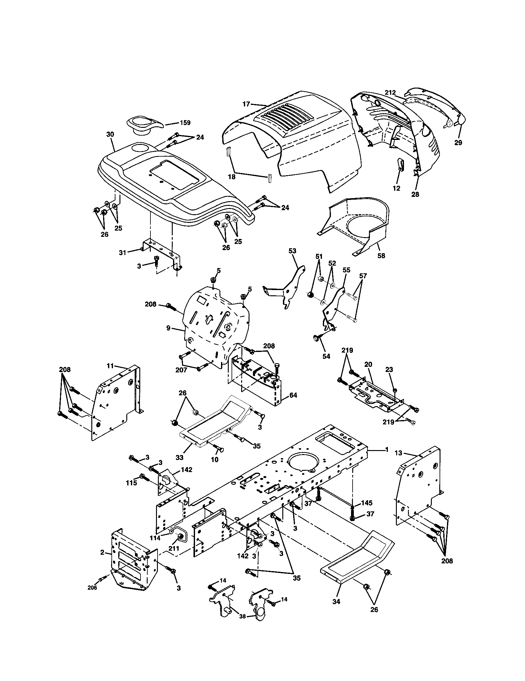 Poulan PR1842STC chassis and enclosures diagram
