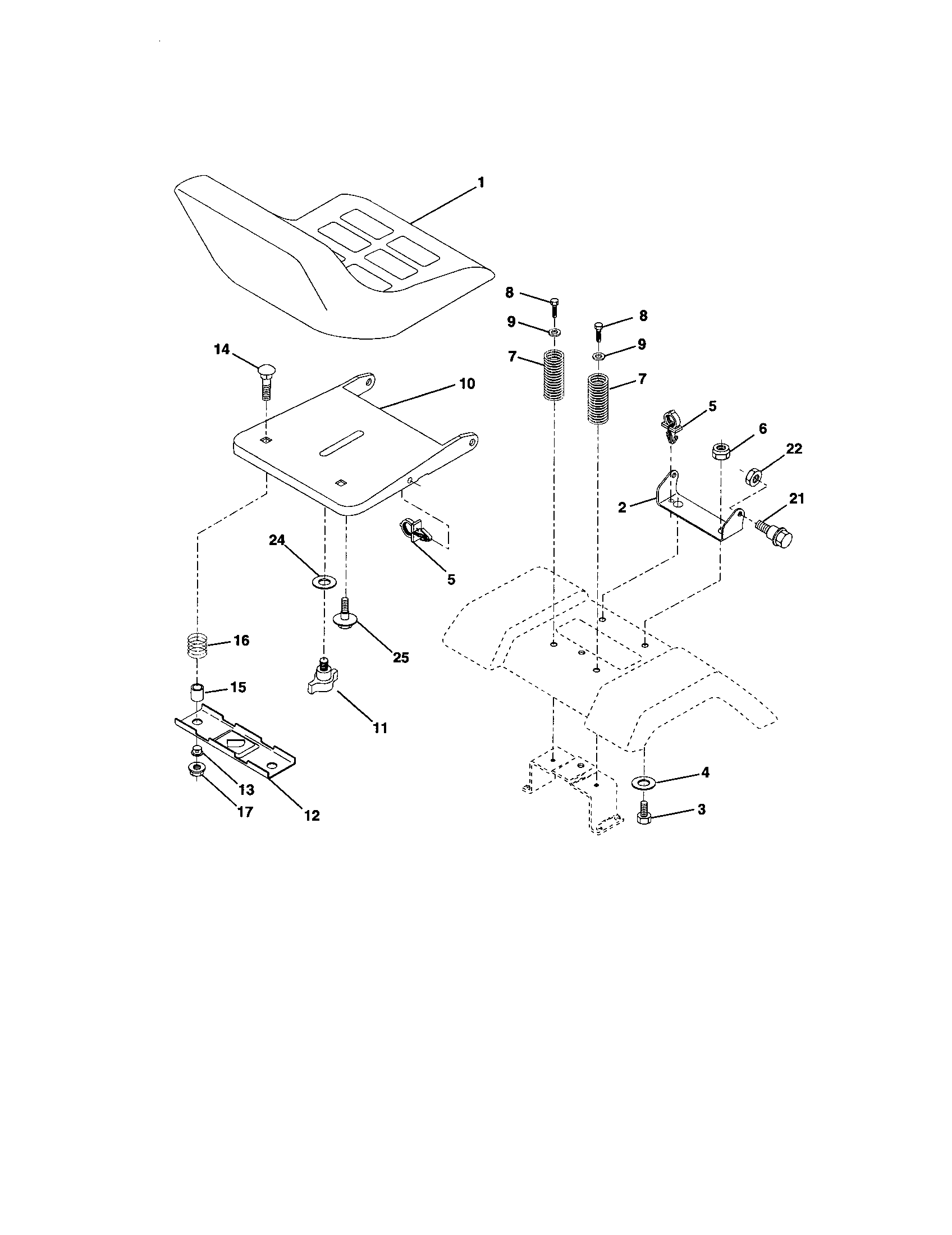 Poulan PR1842STC seat assembly diagram