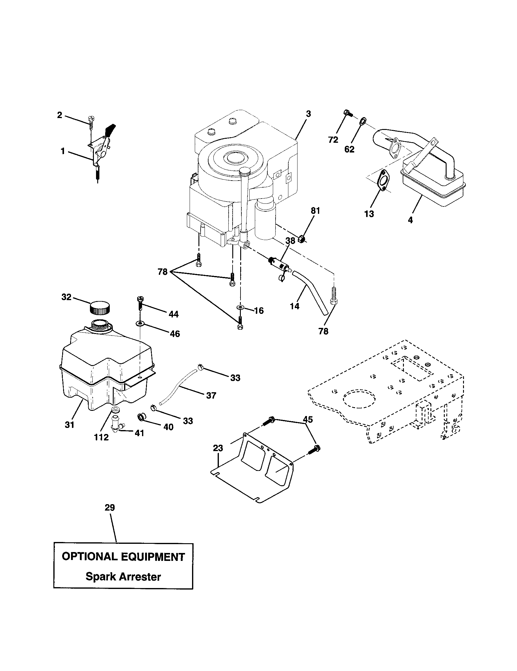 Poulan PR1842STC engine diagram