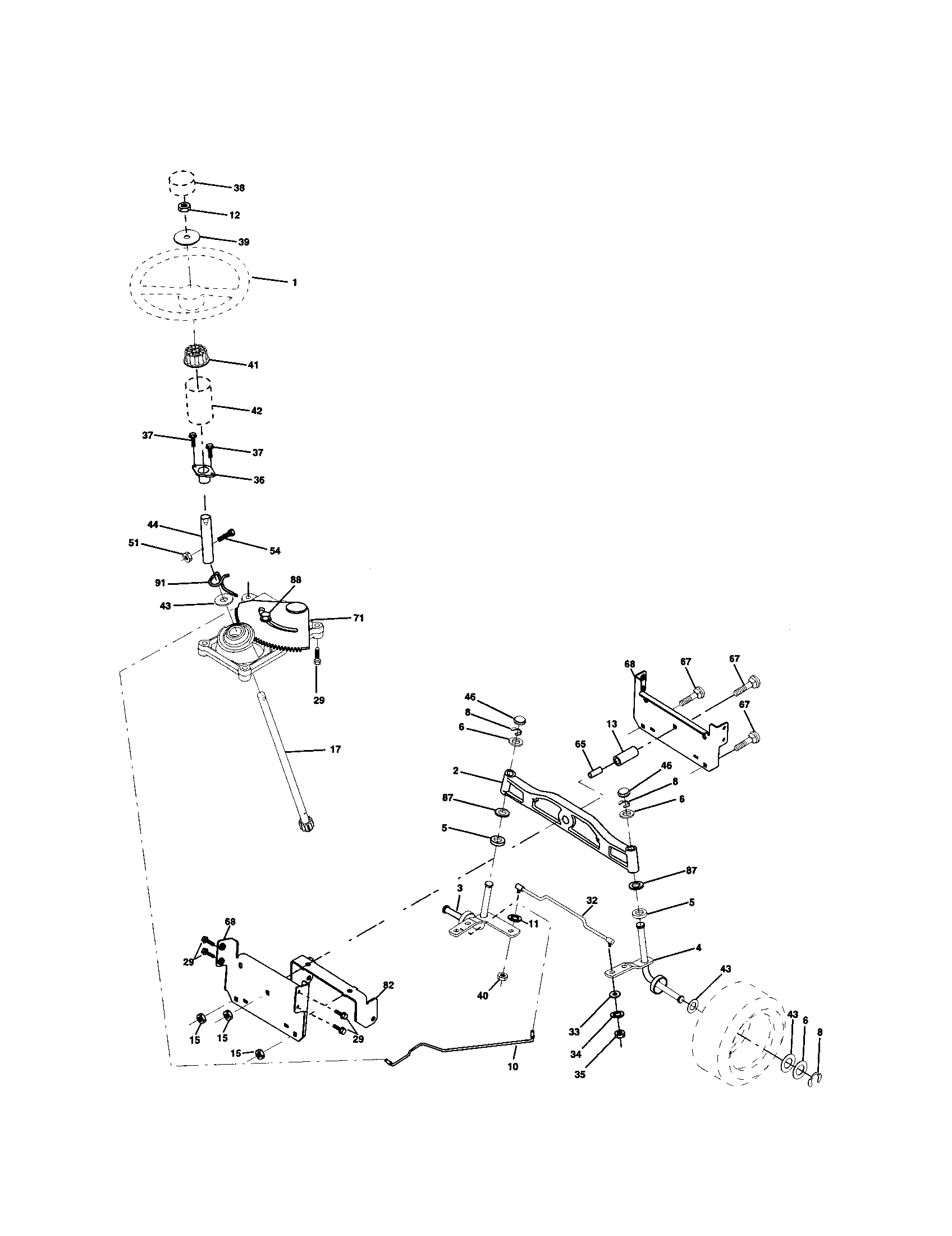 Poulan PR1842STB steering assembly diagram