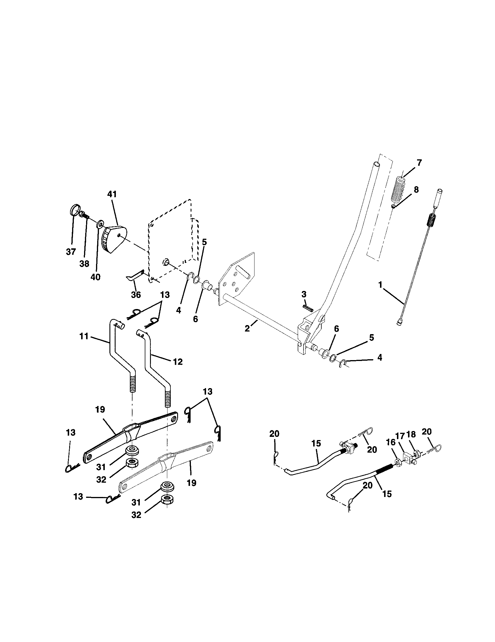 Poulan PR1842STB mower lift diagram