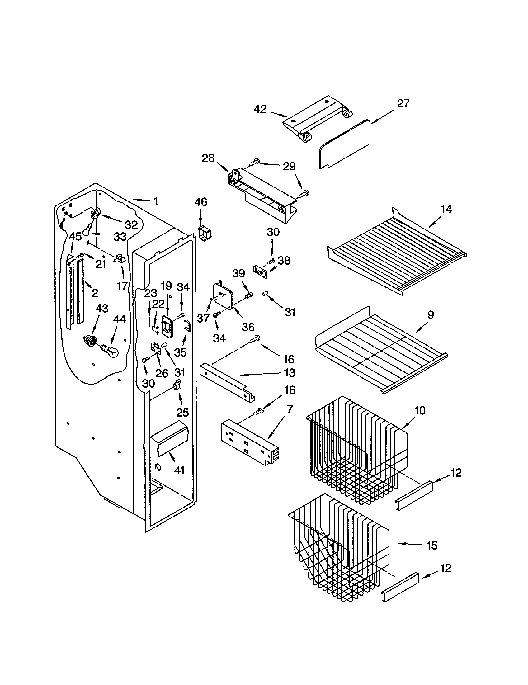 Kenmore 10653269201 freezer liner diagram