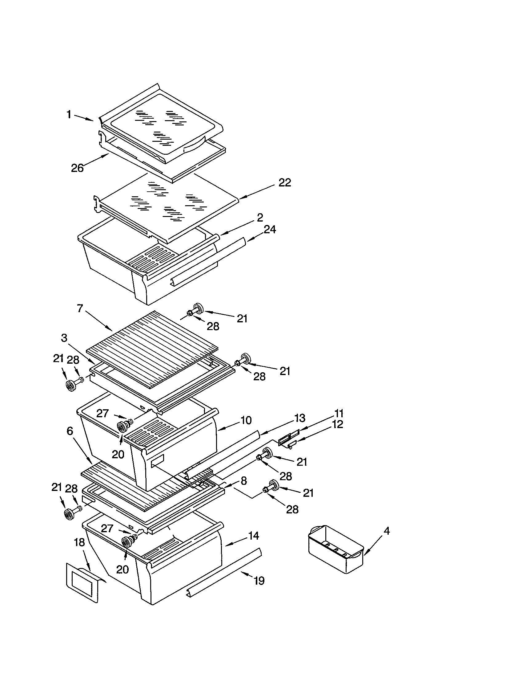 Kenmore 10651254103 refrigerator shelf diagram