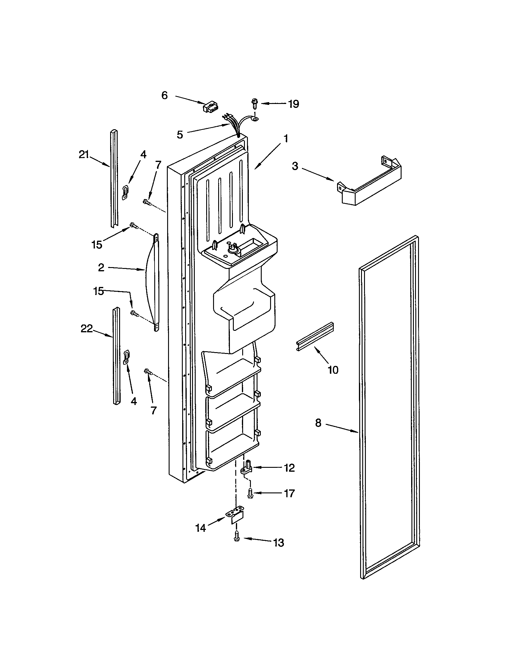 Kenmore 10653693201 freezer door diagram