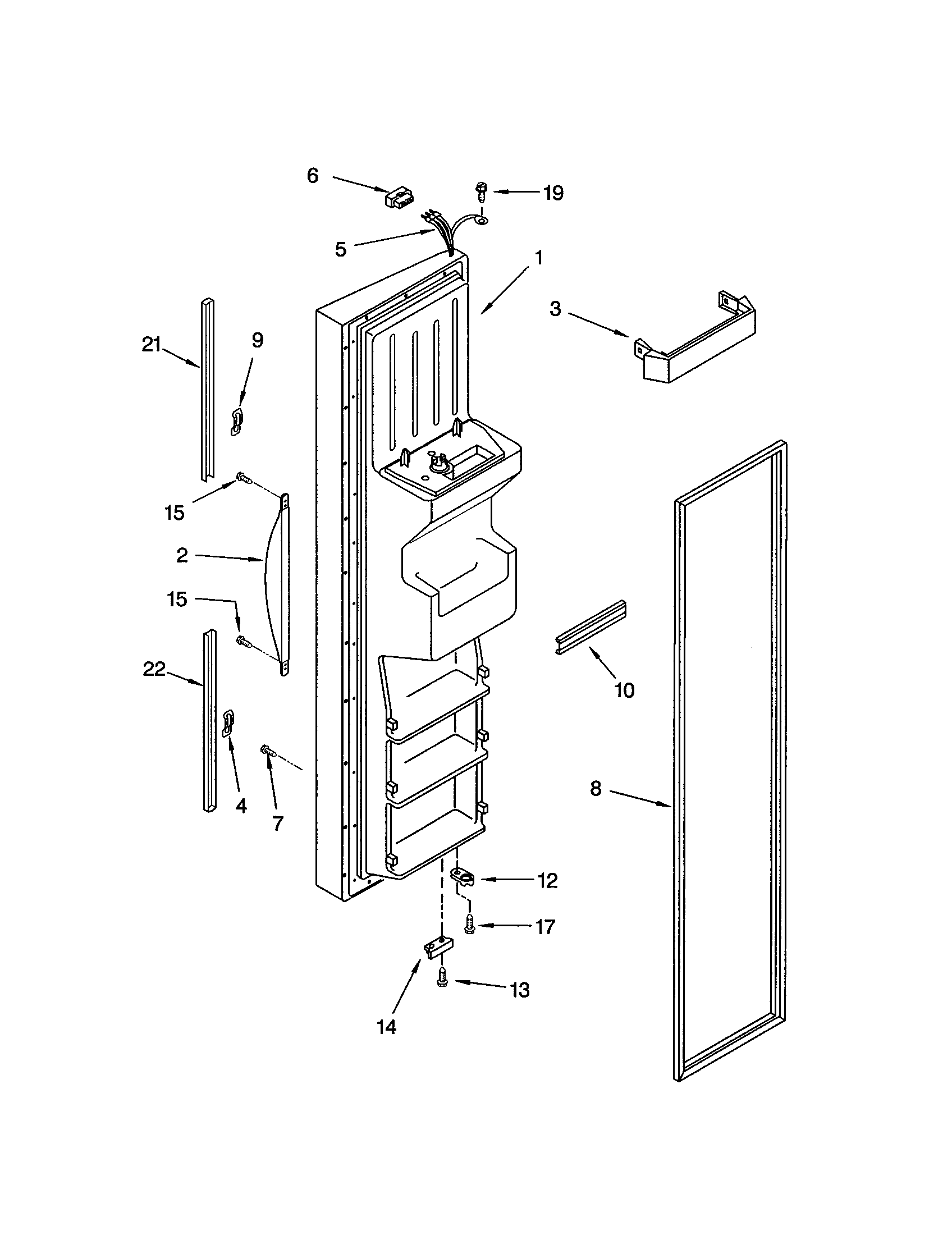 Kenmore 10653299201 freezer door diagram