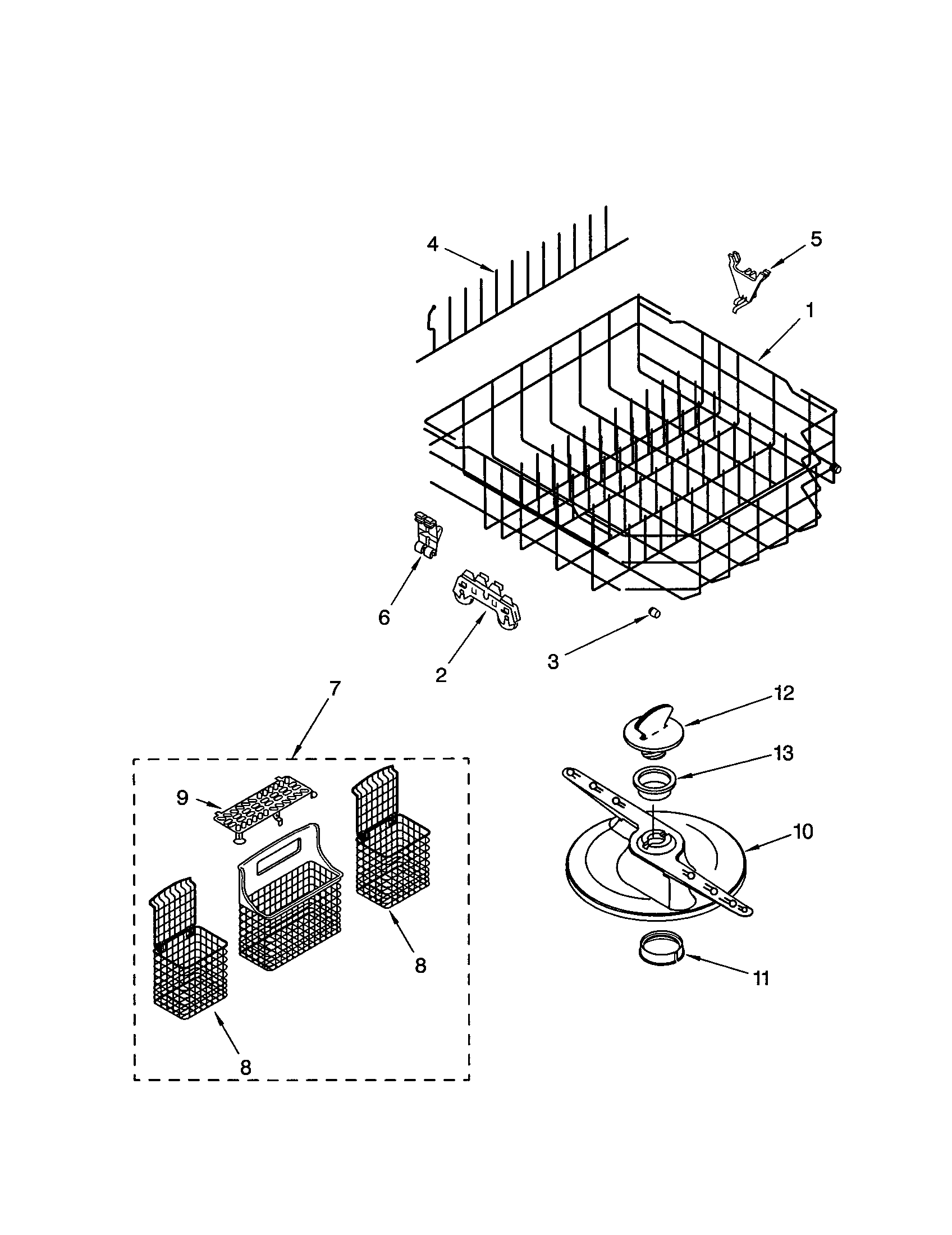 Kenmore 66515767000 lower dishrack diagram