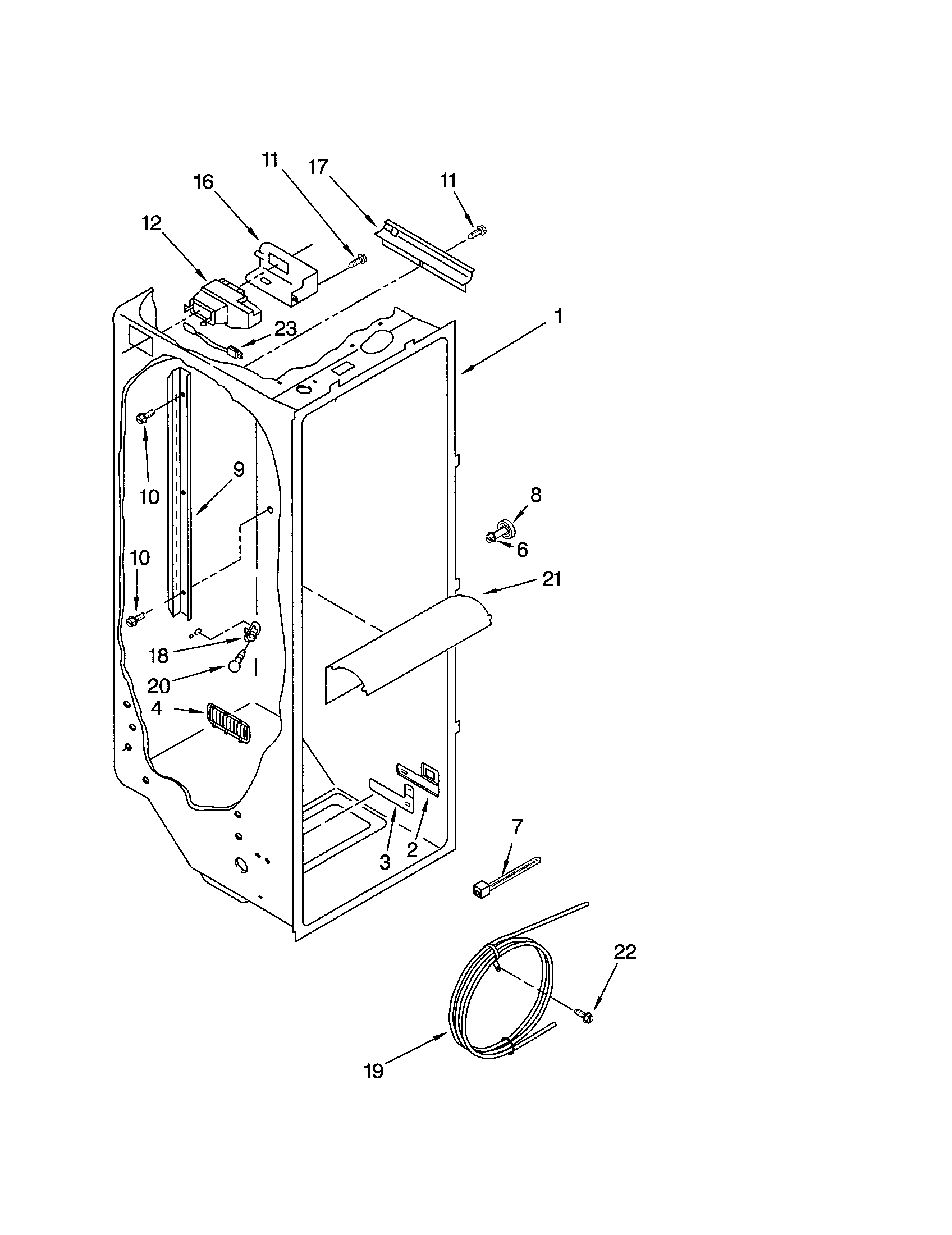 Kenmore 10653559201 refrigerator liner diagram