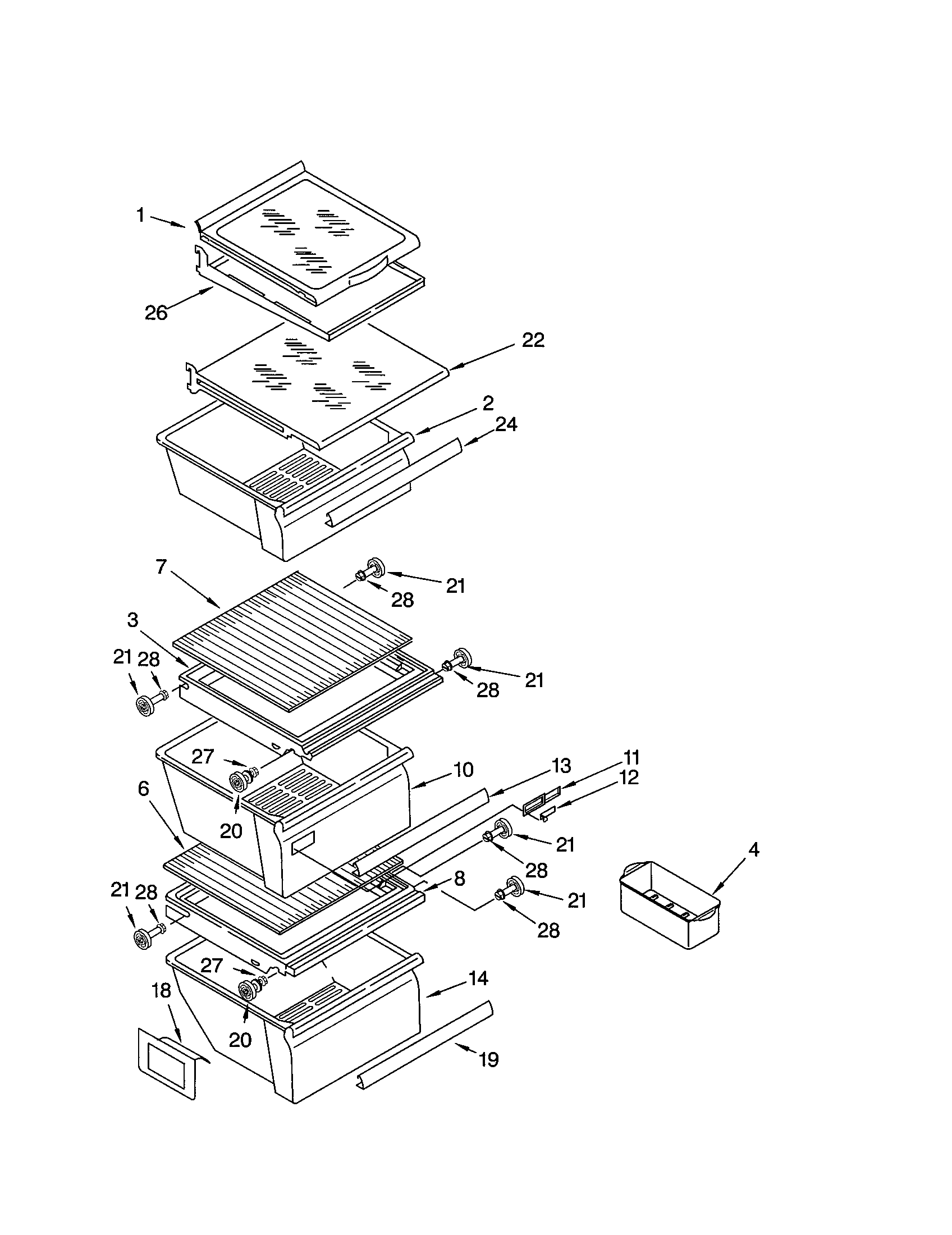 Kenmore 10653559201 refrigerator shelf diagram