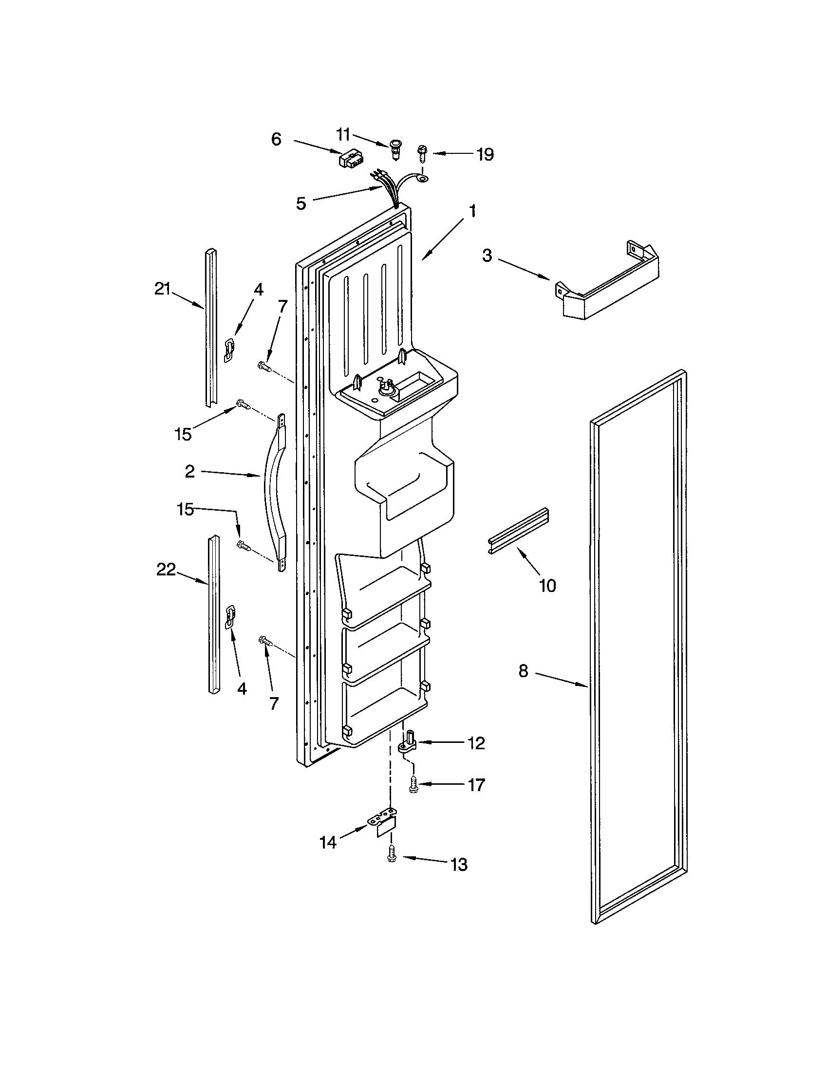 Kenmore 10653559201 freezer door diagram