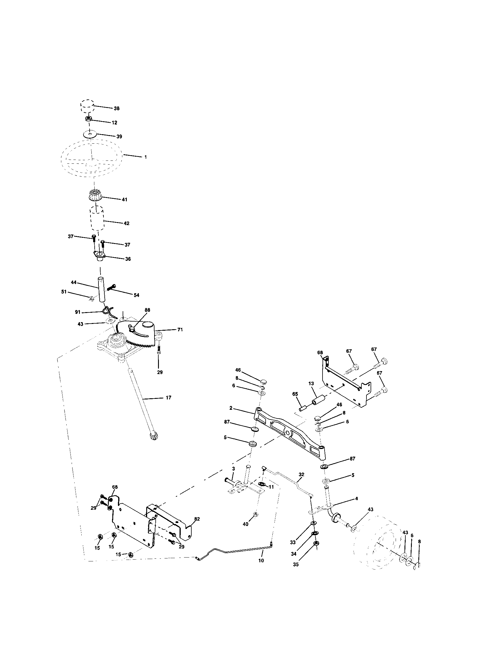 Poulan 917279892 steering assembly diagram