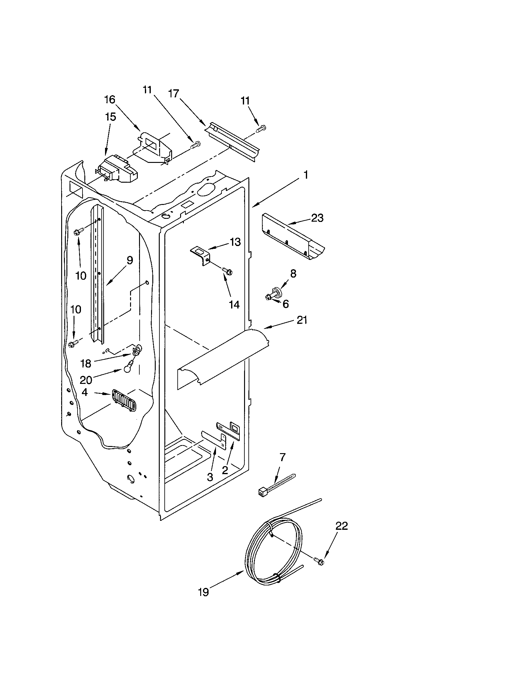 Kenmore 10651554103 refrigerator liner diagram