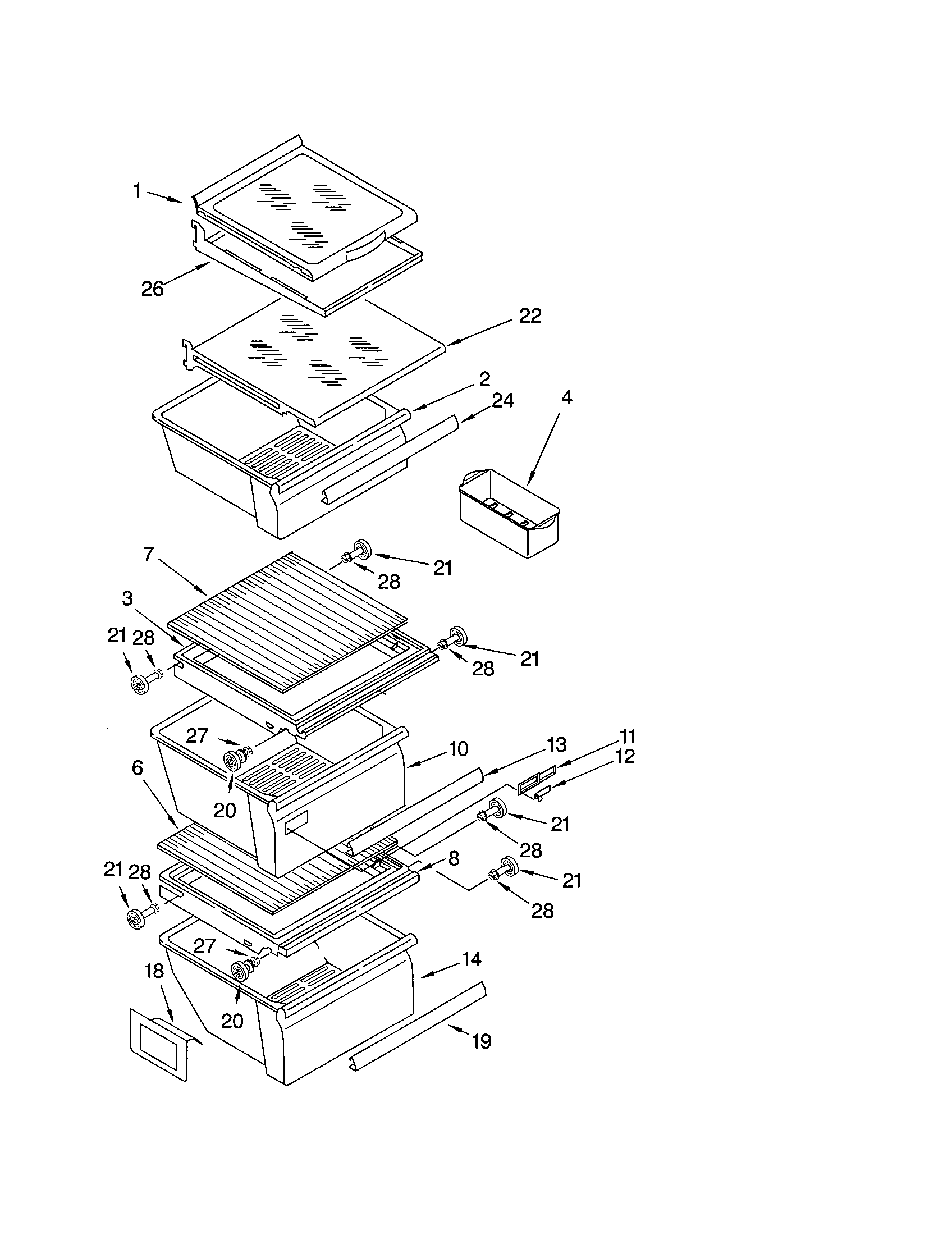 Kenmore 10651554103 refrigerator shelf diagram