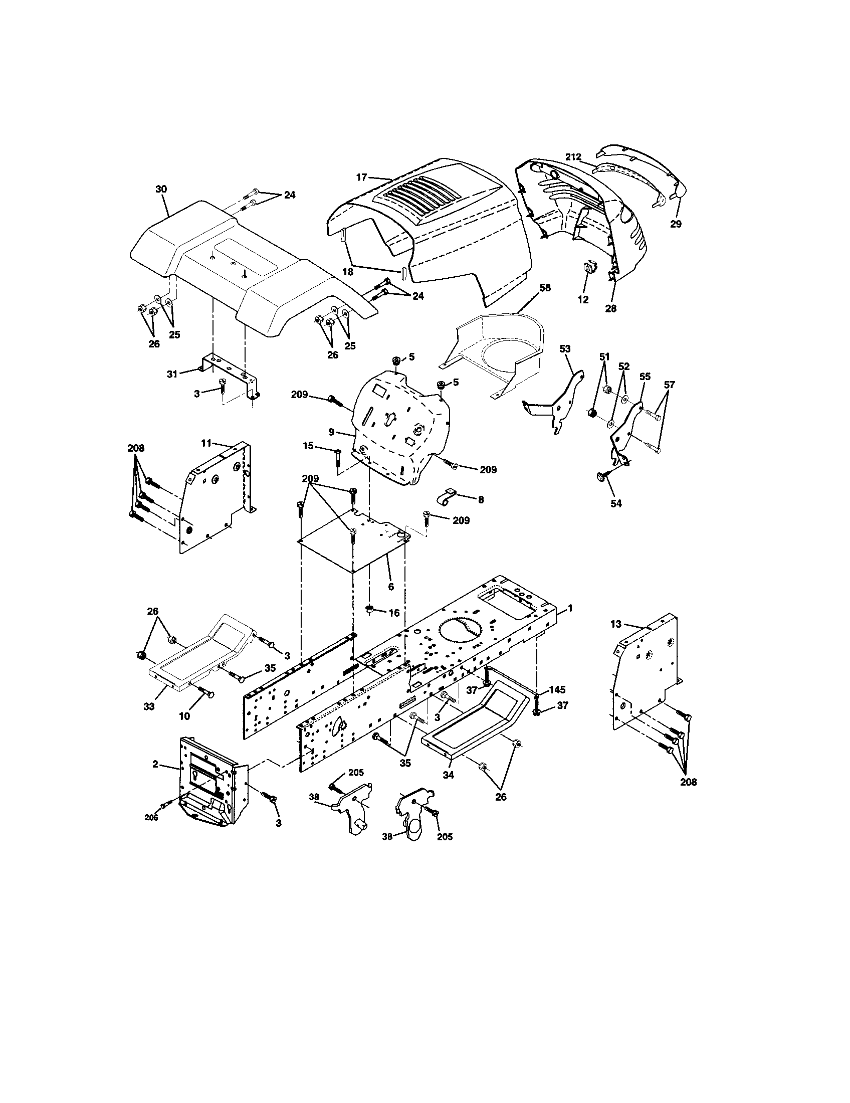 Poulan 271491 chassis and enclosures diagram