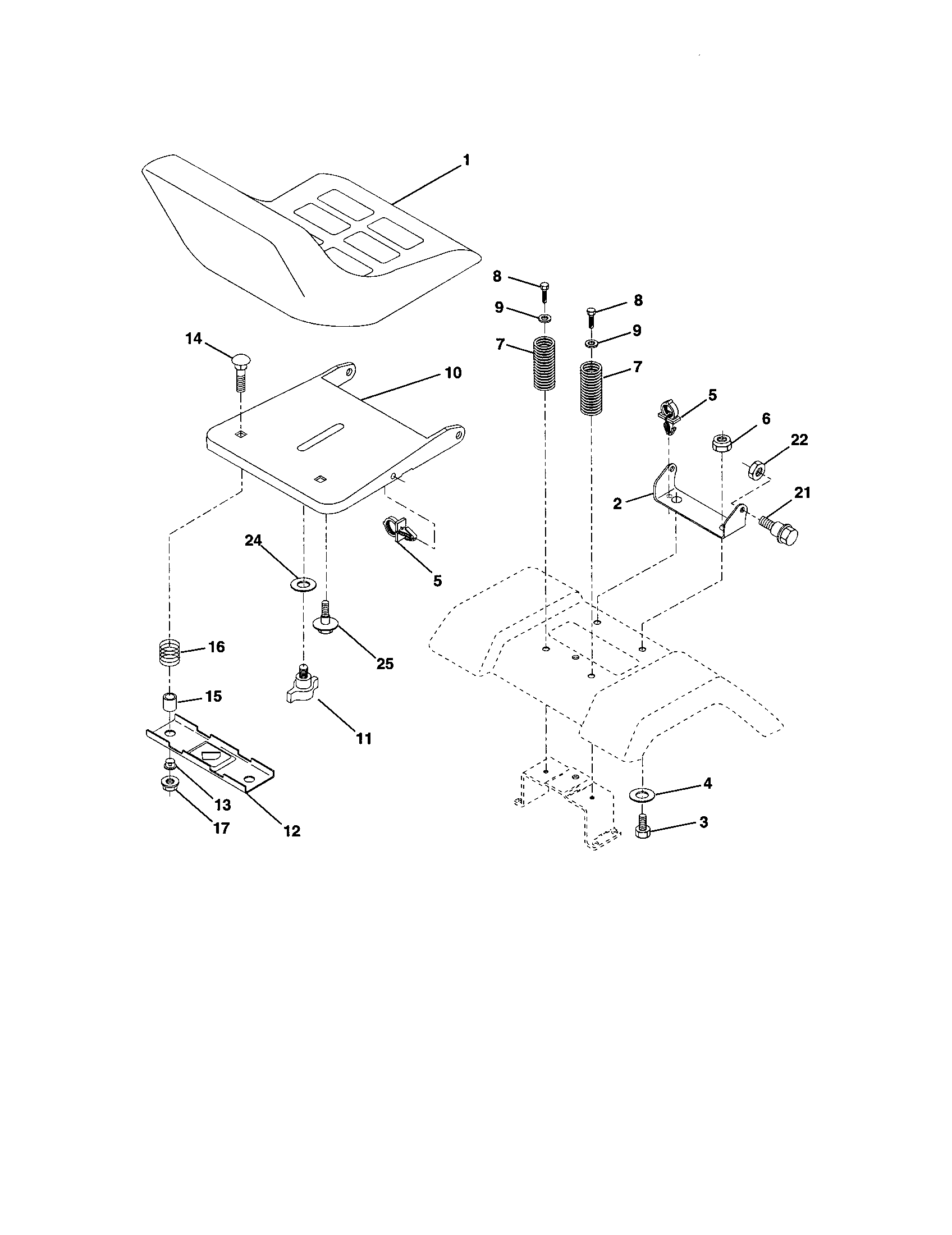 Poulan 271491 seat assembly diagram