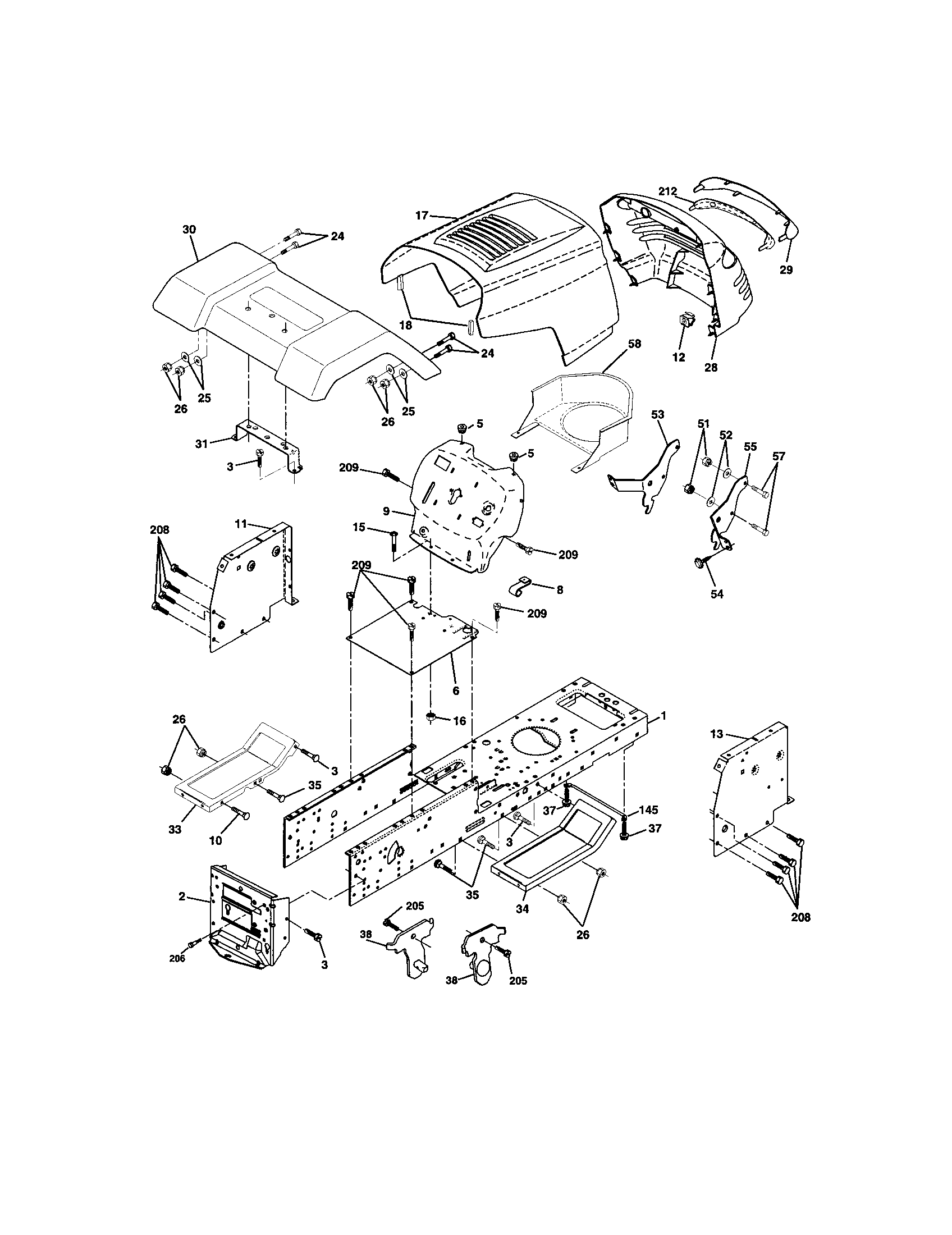 Craftsman 917258010 chassis and enclosures diagram