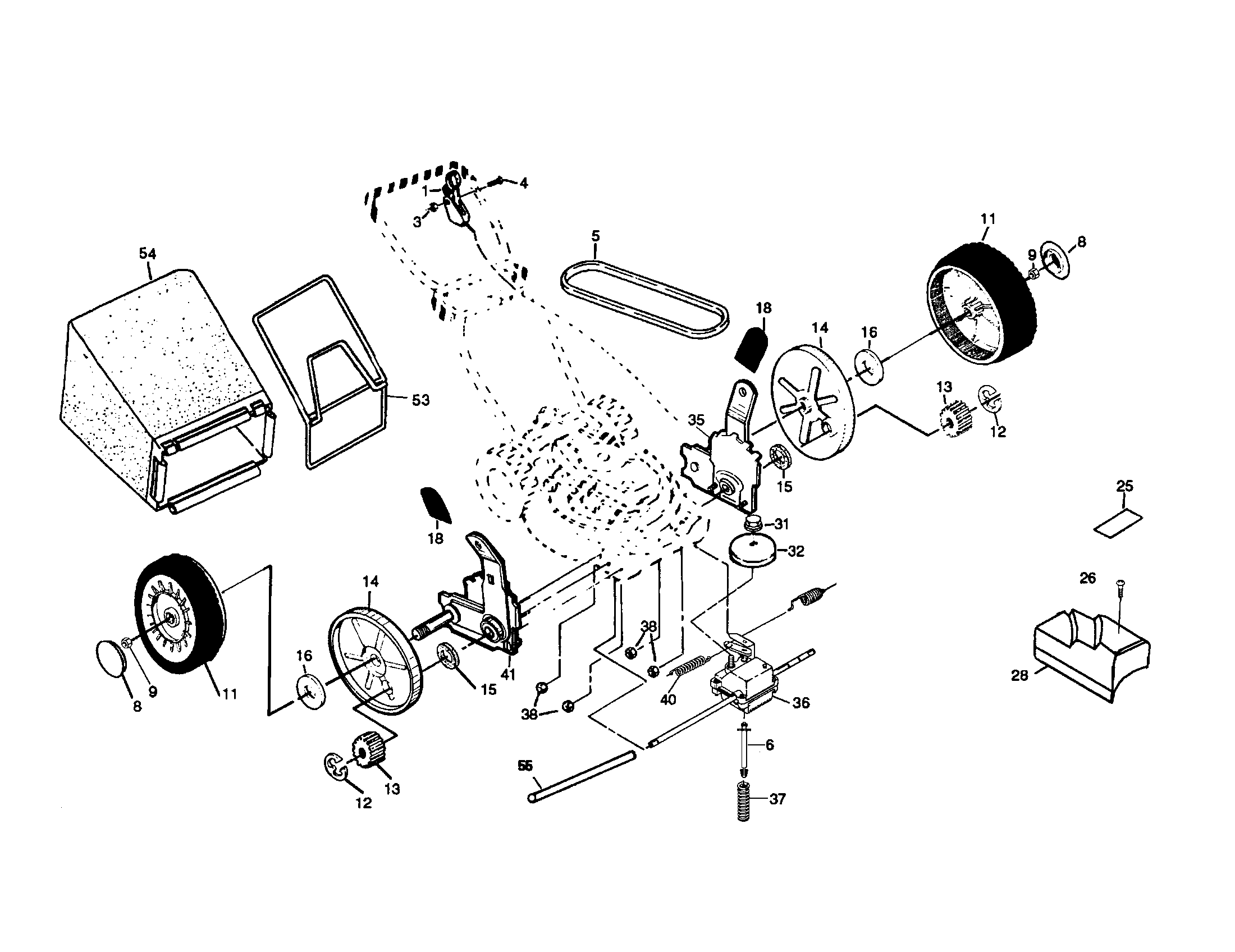 Craftsman 917377381 wheels/tires/bag diagram