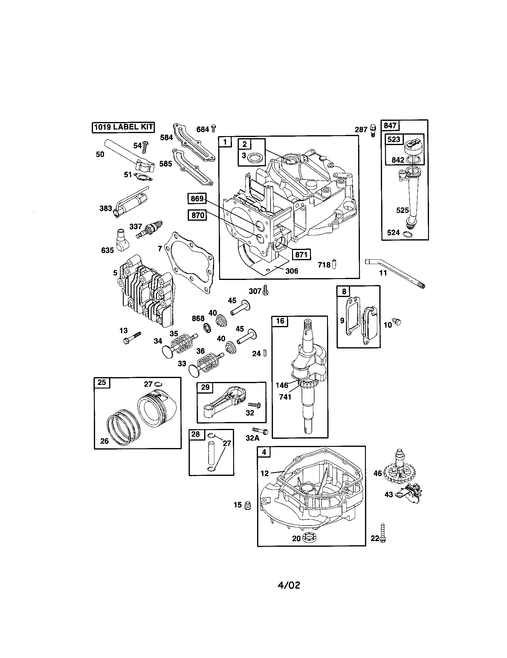 Poulan PR65Y21MA cylinder/crankshaft/sump-engine diagram