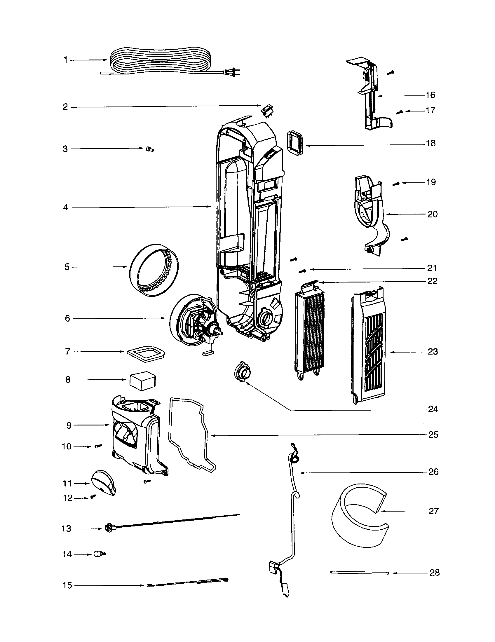 Eureka 5840A housing/motor diagram