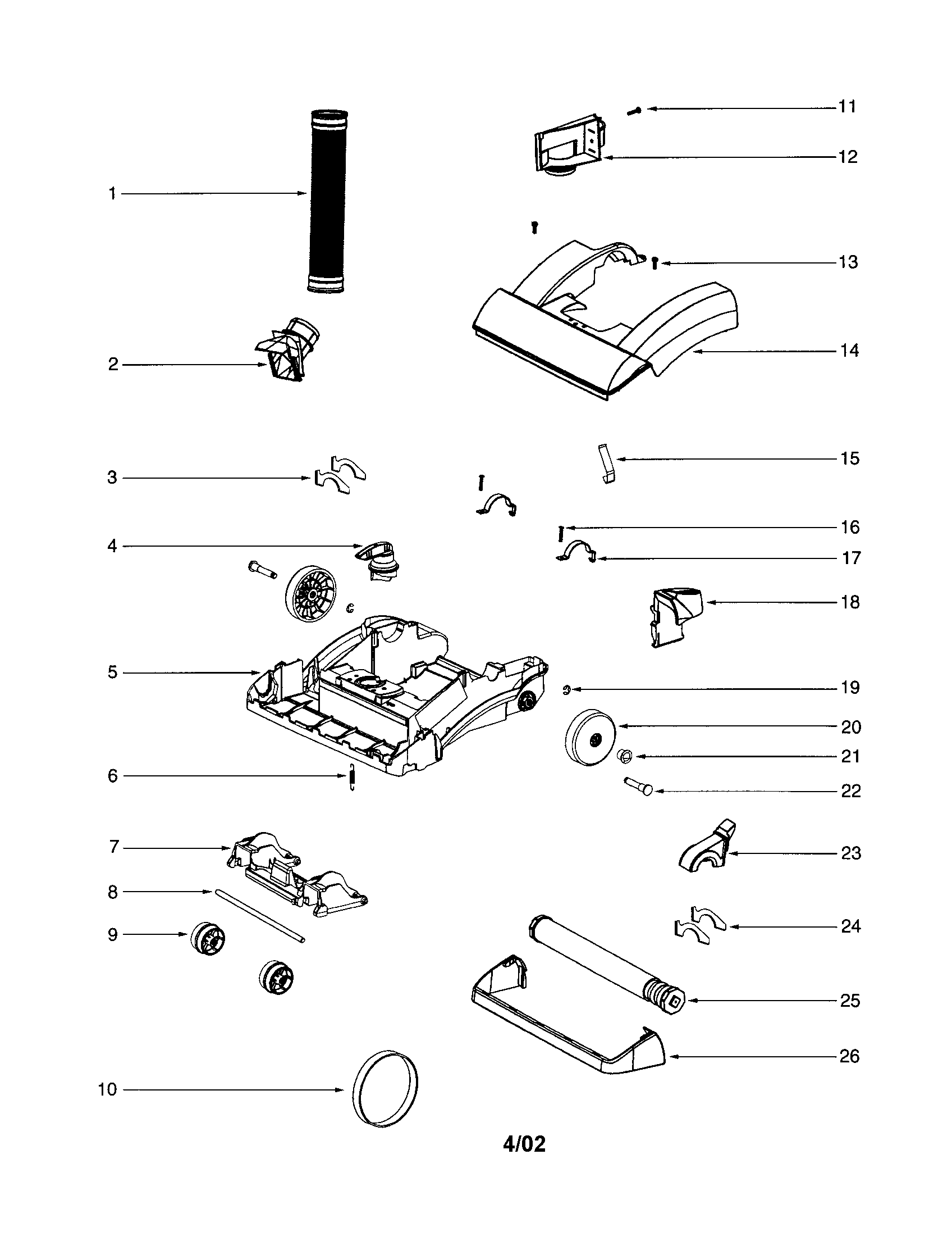 Eureka 5810A base/hood diagram