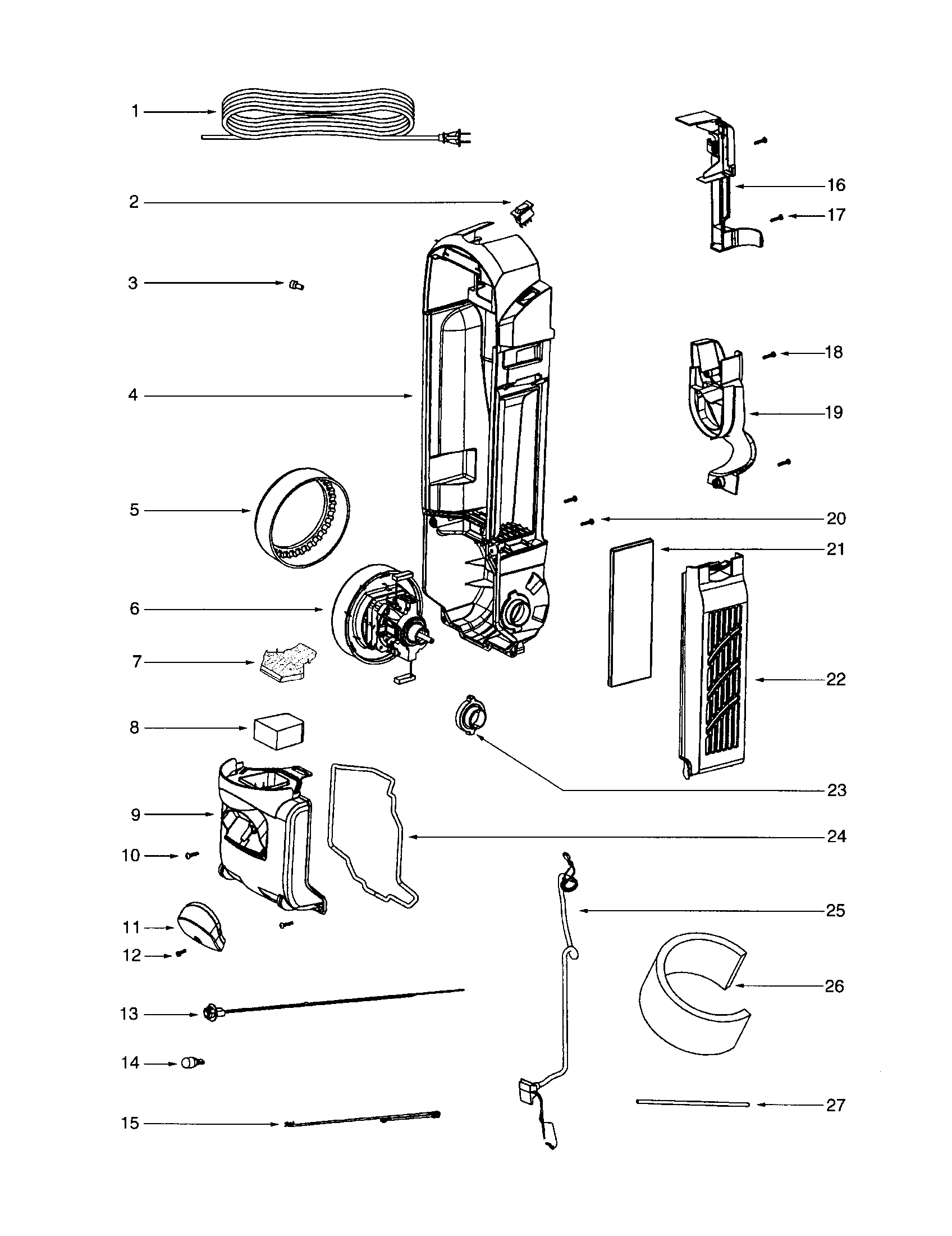 Eureka 5810A housing/motor diagram