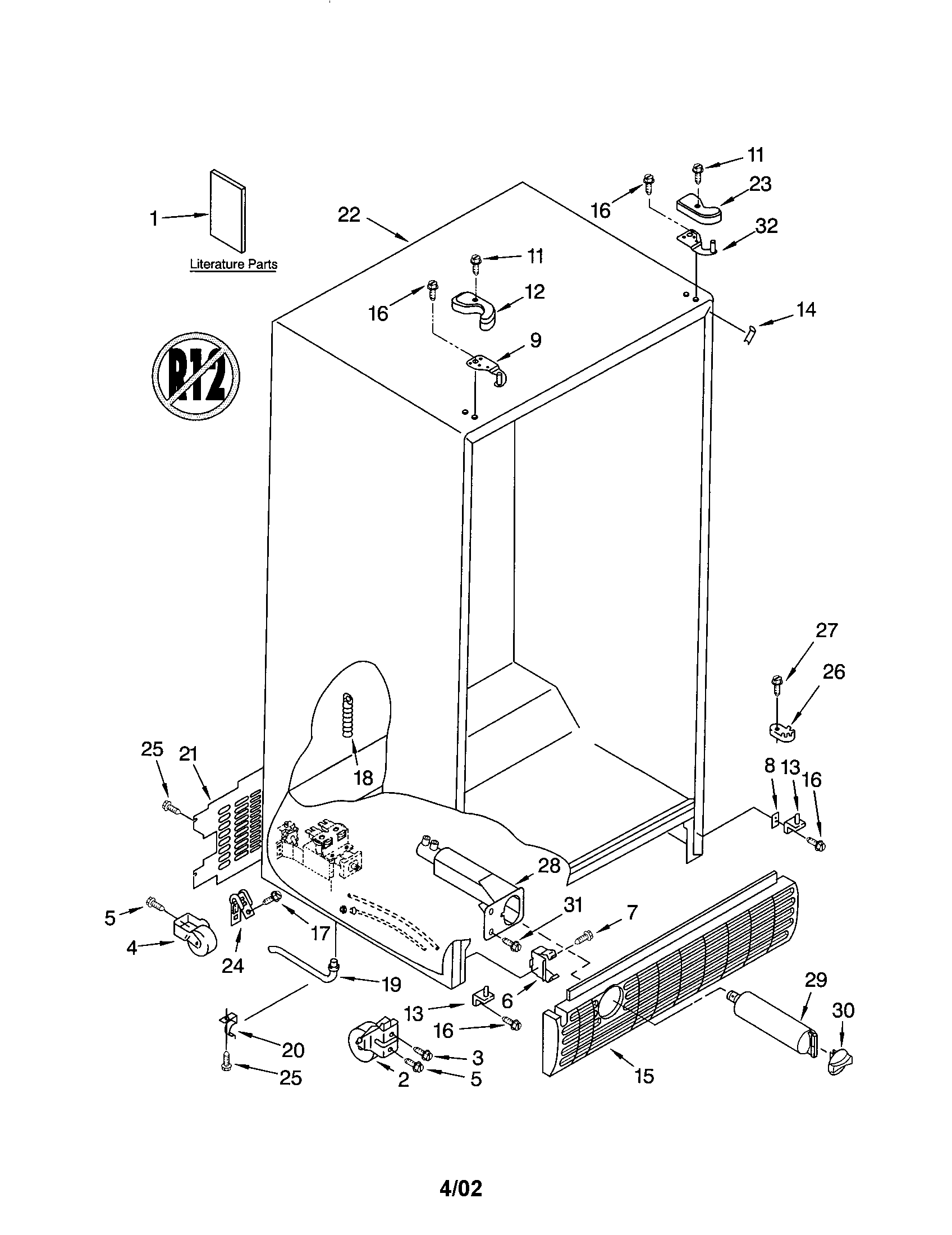 Kenmore 10653762200 cabinet diagram