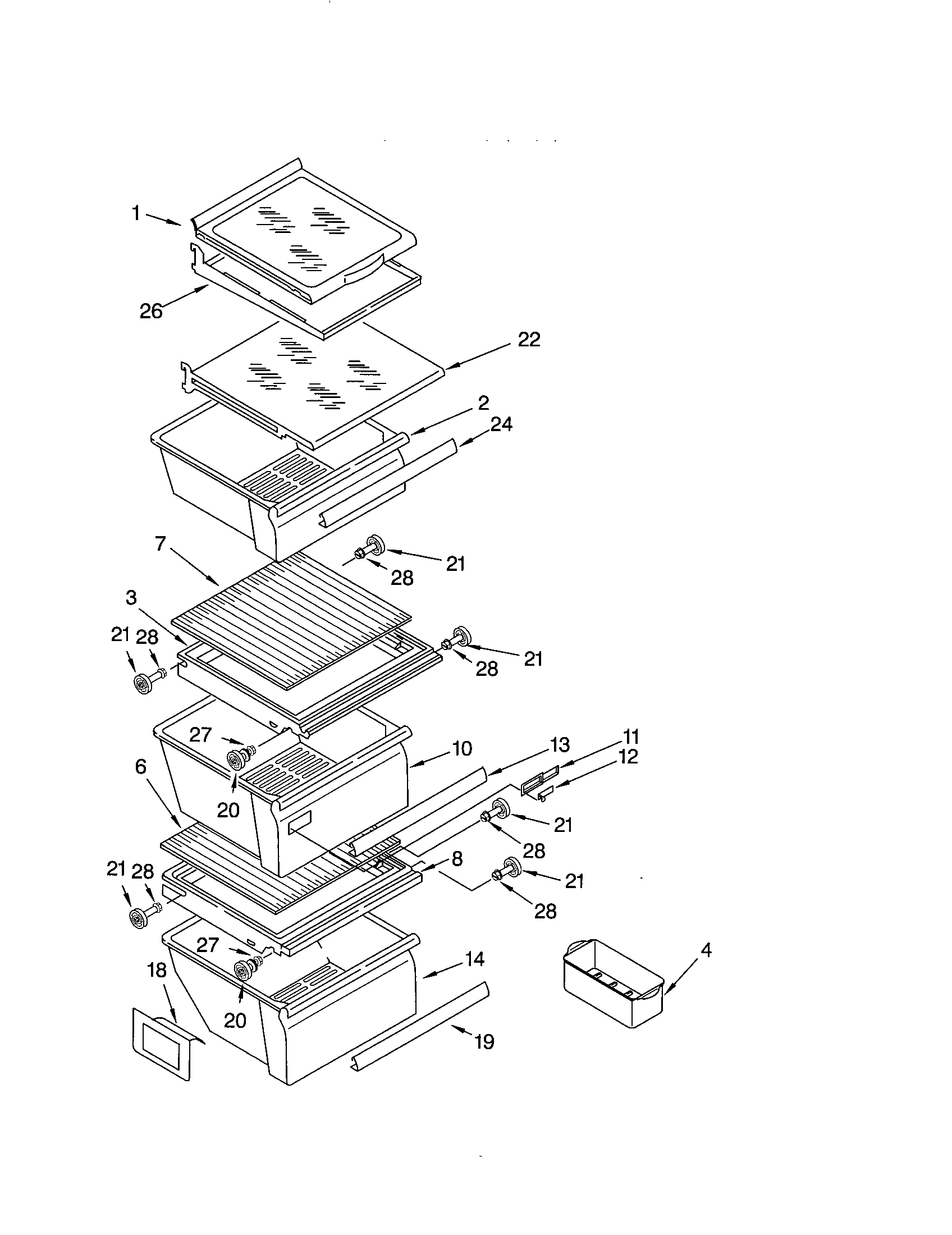 Kenmore 10653762200 refrigerator shelf diagram