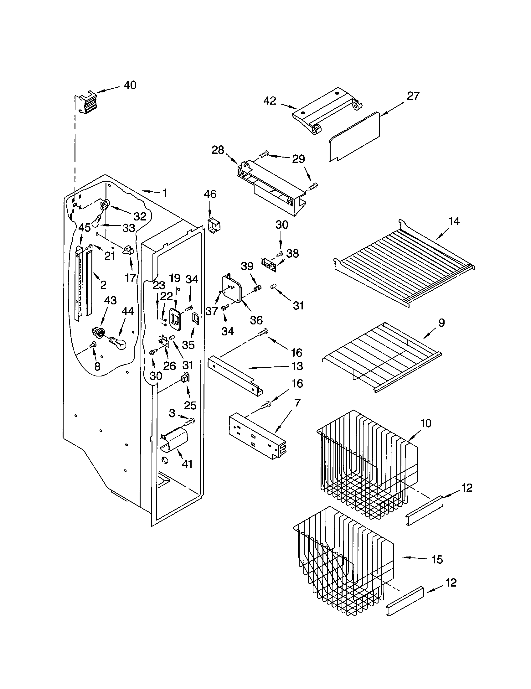 Kenmore 10653762200 freezer liner diagram