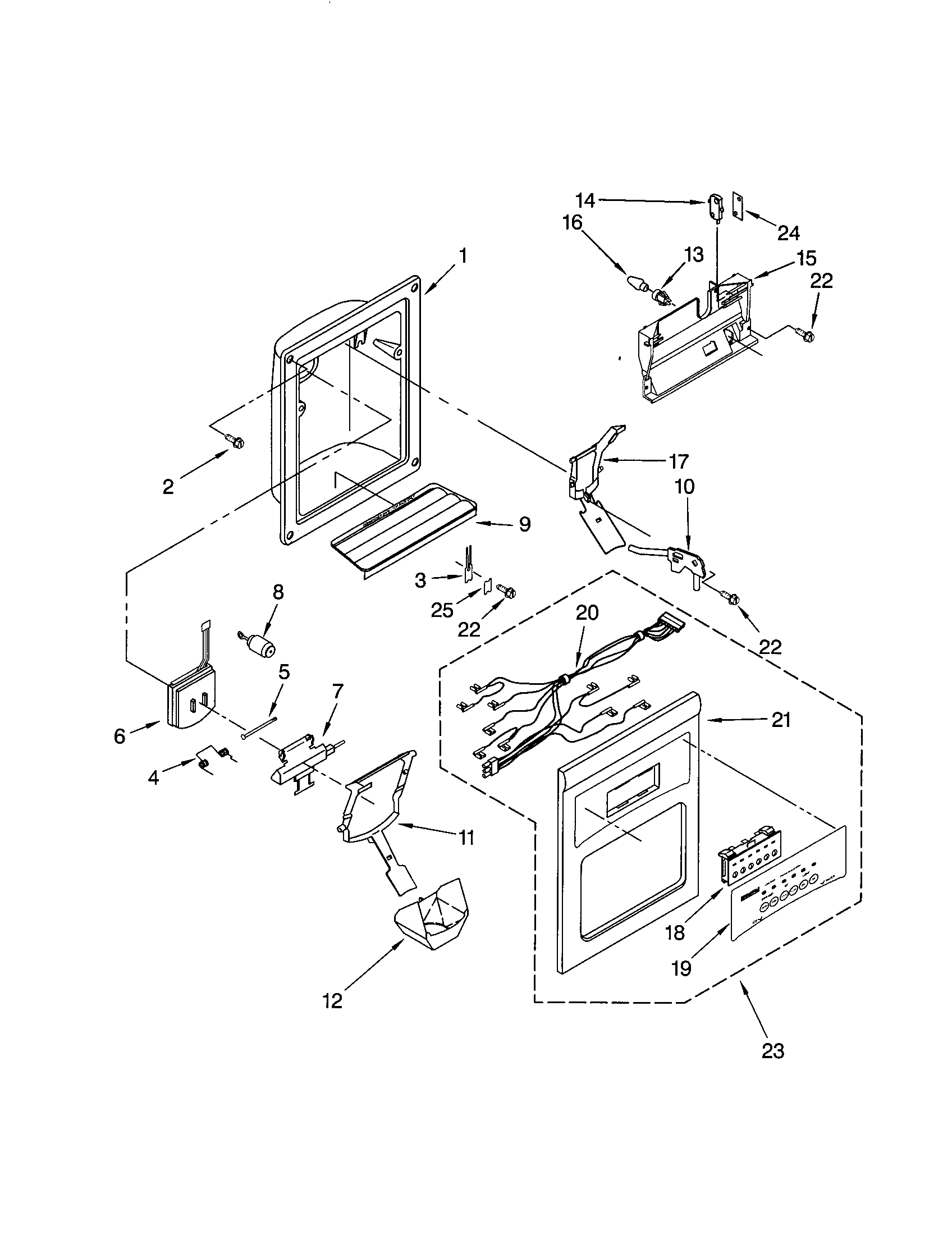 Kenmore 10653762200 dispenser front diagram